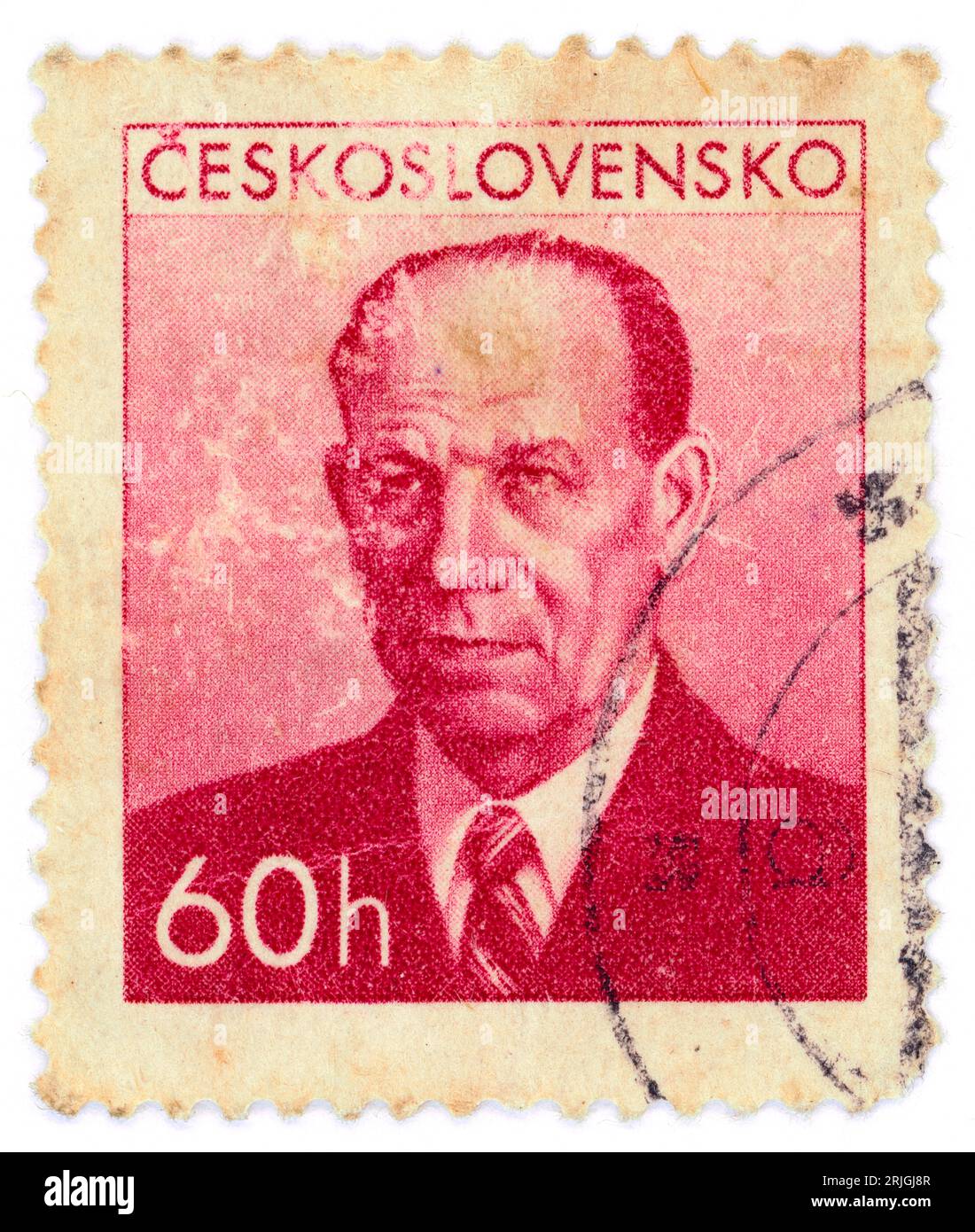Antonín Zápotocký (1884 – 1957). Timbre-poste émis en Tchécoslovaquie en 1953. Antonín Zápotocký était un homme politique communiste tchèque et homme d'État qui a été Premier ministre de la Tchécoslovaquie de 1948 à 1953 et président de la Tchécoslovaquie de 1953 à 1957. Banque D'Images