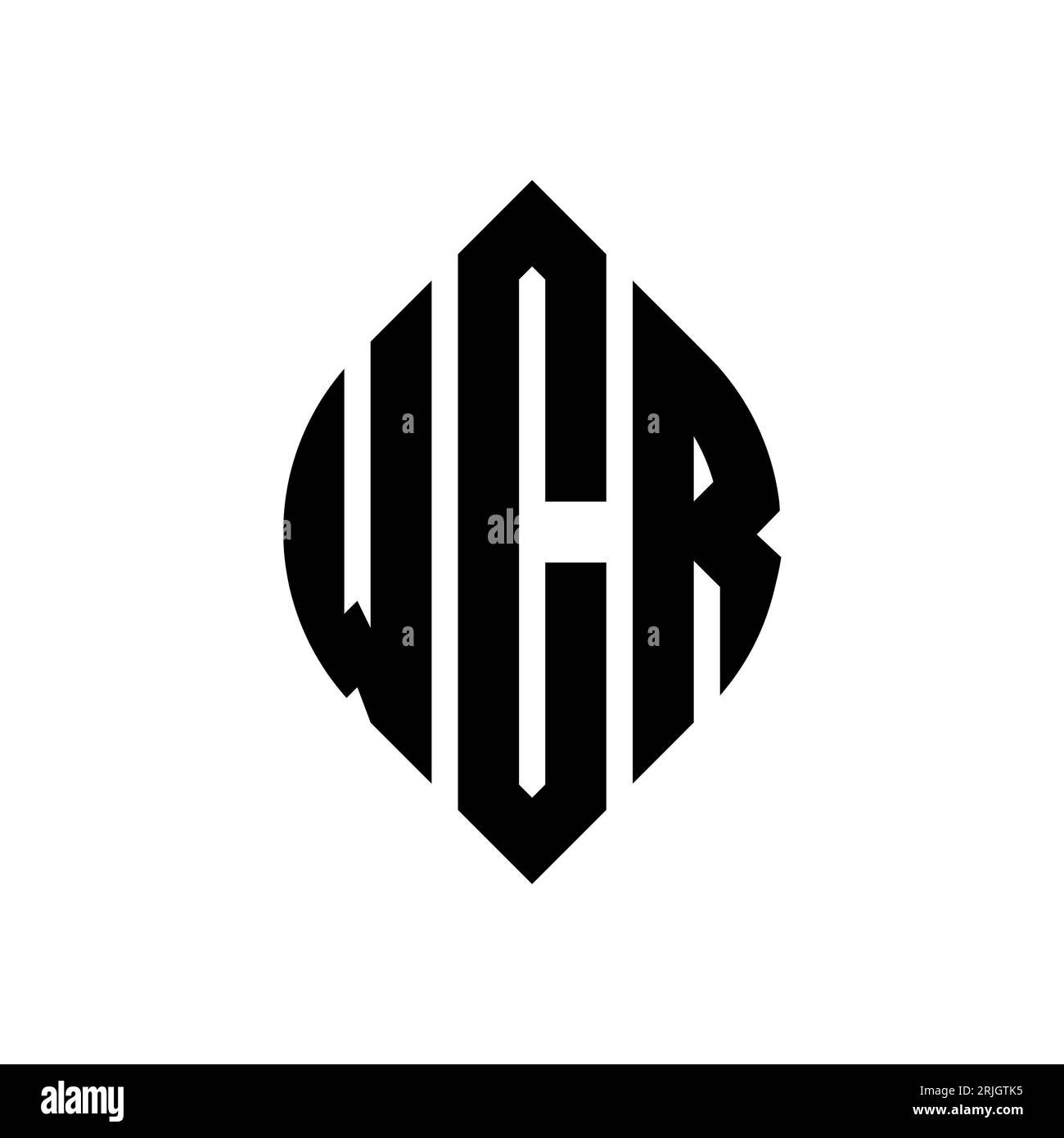 Logo de lettre cercle WCR avec forme de cercle et d'ellipse. Lettres elliptiques WCR avec style typographique. Les trois initiales forment un logo circulaire. Ci WCR Illustration de Vecteur