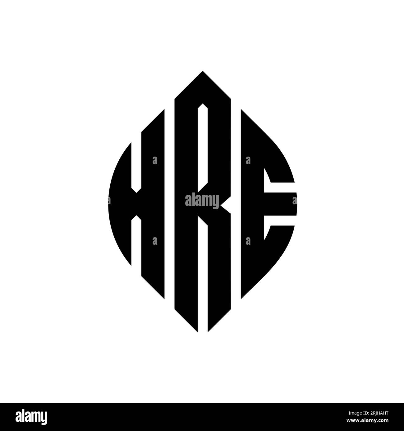 Logo de lettre circulaire XRE avec forme de cercle et d'ellipse. Lettres elliptiques XRE avec style typographique. Les trois initiales forment un logo circulaire. Ci XRE Illustration de Vecteur