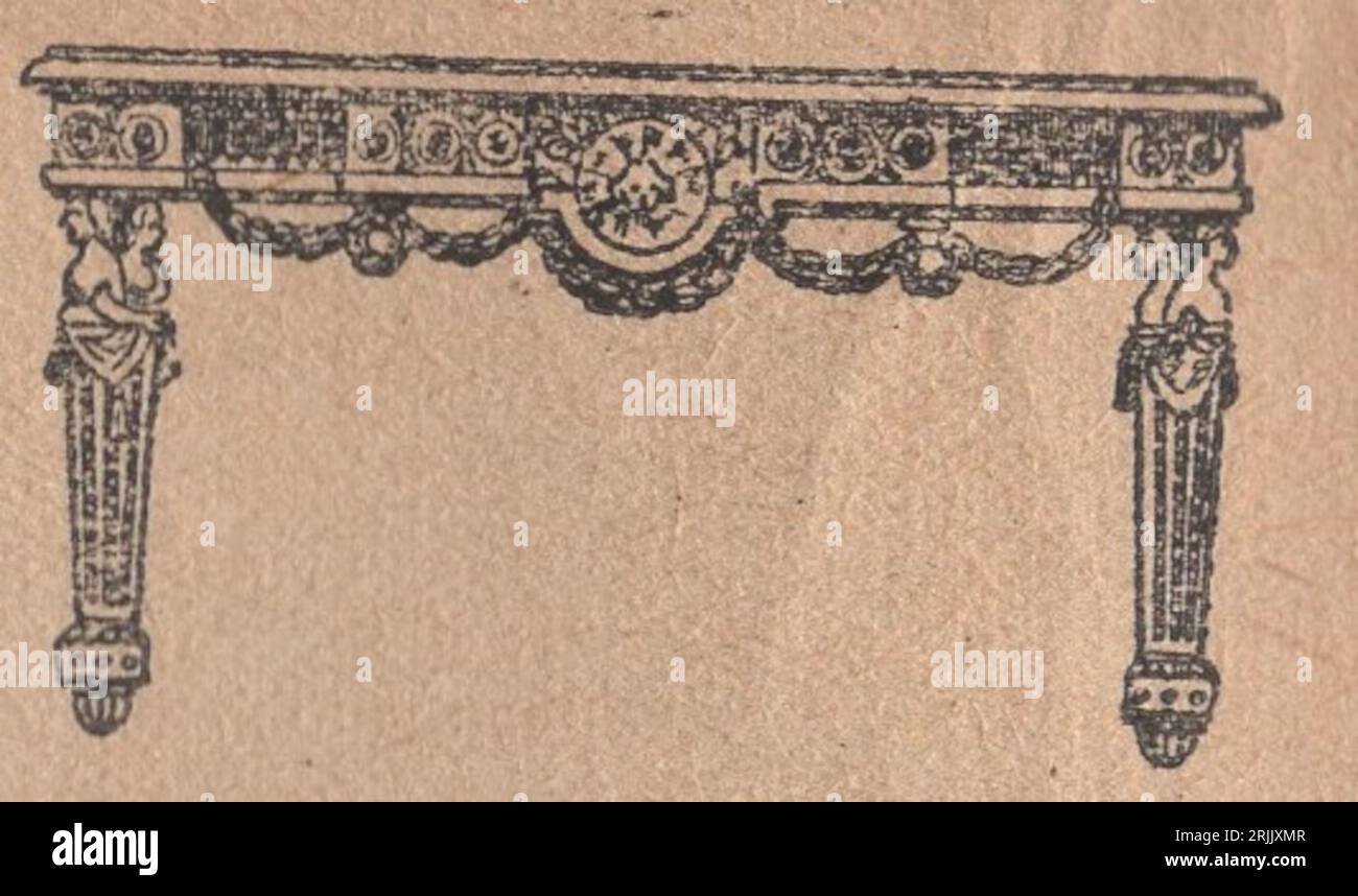 Vintage Illustrated Dictionary des années 1940 Családi kis Lexikon dictionary : meubles styles illustrations de meubles : style Empire / début du XIXe siècle design mouvement / 19e siècle / style Empire la seconde renaissance du monde antique sous le régime Napoléon / période / Table Empire Banque D'Images