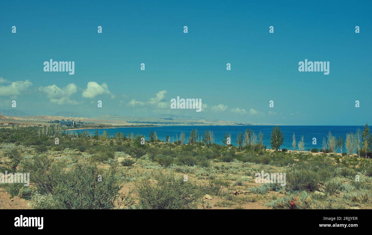 Lac Issyk-Kul, Kirghizistan, Asie centrale, , situé dans le district de Kochkor de la province de Naryn Banque D'Images