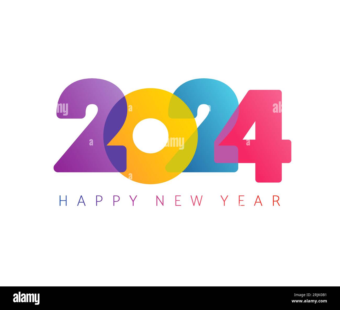 logo créatif 2024. Concept de titre de calendrier. Conception de la couverture de planificateur. Isolé numéro coloré 20 24. Couleurs modernes. Une bonne année 2024 félicitations Illustration de Vecteur