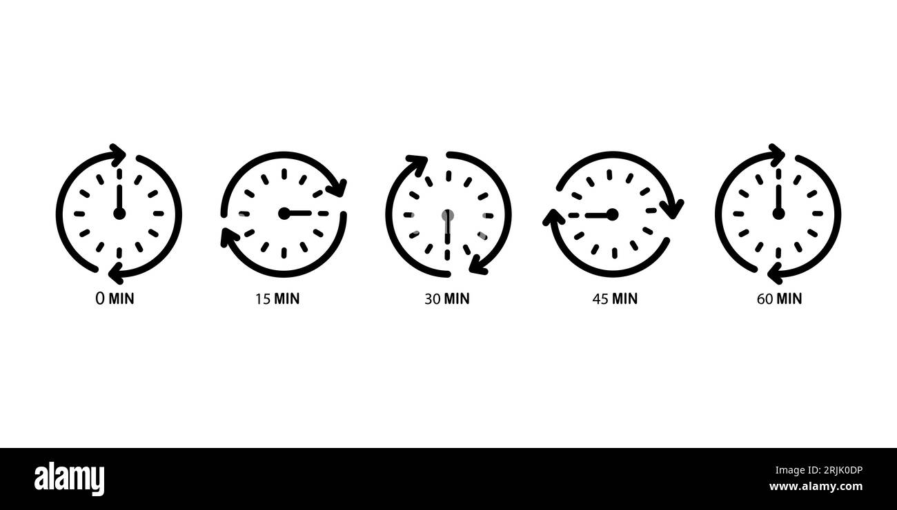 Réglez la minuterie, l'horloge, le chronomètre. Temps de cuisson 0 à 60 minutes Illustration de Vecteur