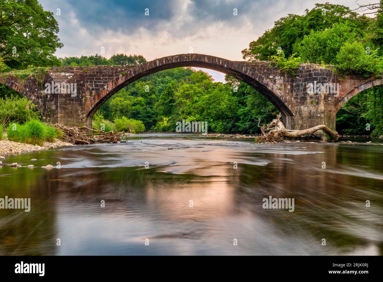 Pont de Cromwell, Clitheroe au coucher du soleil Banque D'Images