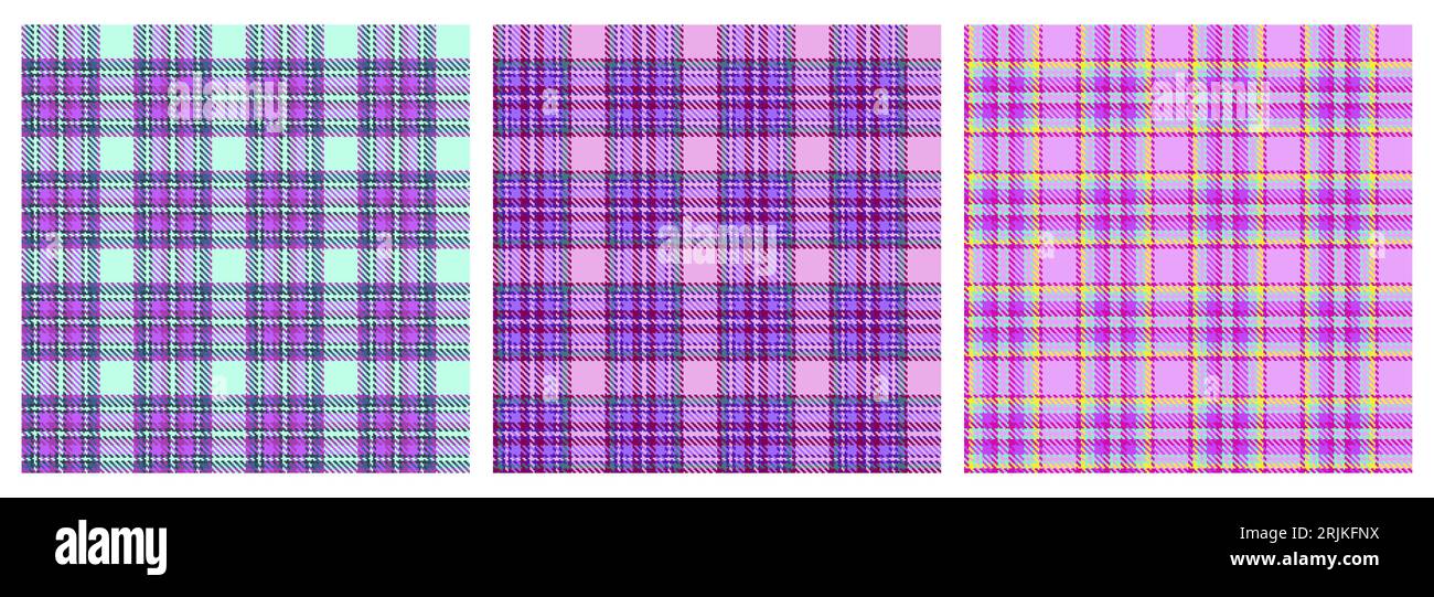 Motif sans couture à carreaux tartan motif sans couture rose, bleu, vert, jaune, blanc imprimé moderne dans le style barbie ken pour la mode, la décoration intérieure et la papeterie Illustration de Vecteur