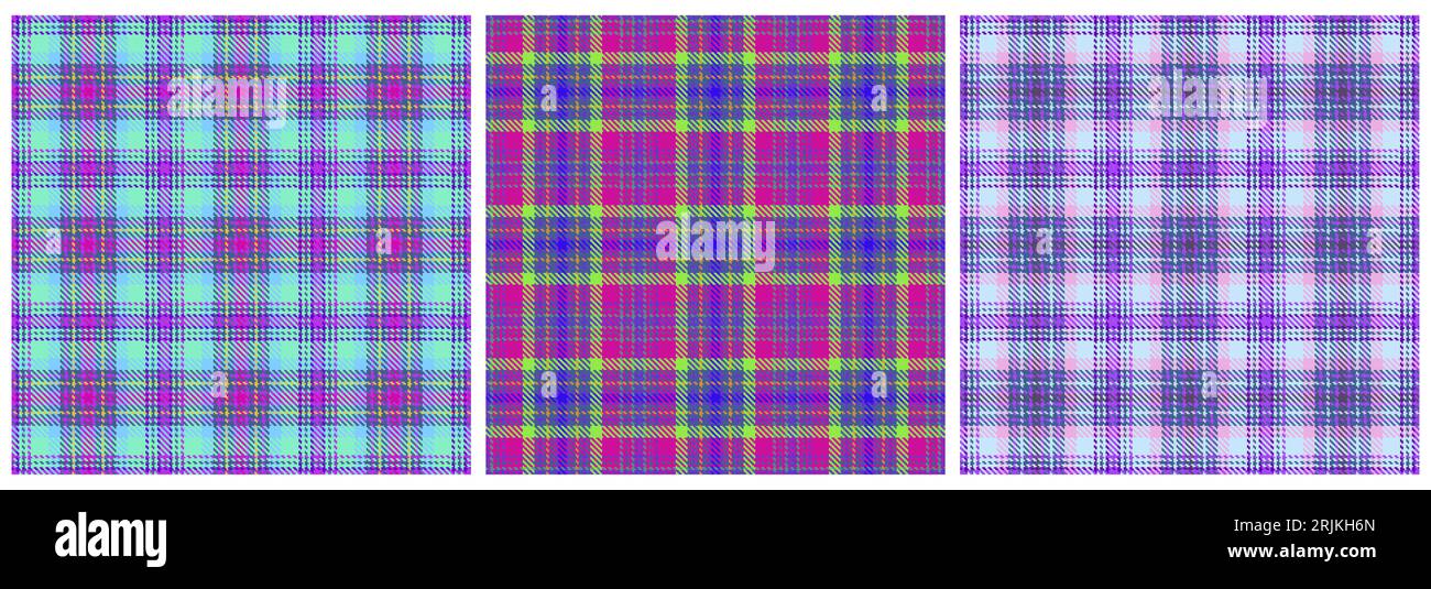 Motif sans couture à carreaux tartan motif sans couture rose, bleu, vert, jaune, blanc imprimé moderne dans le style barbie ken pour la mode, la décoration intérieure et la papeterie Illustration de Vecteur