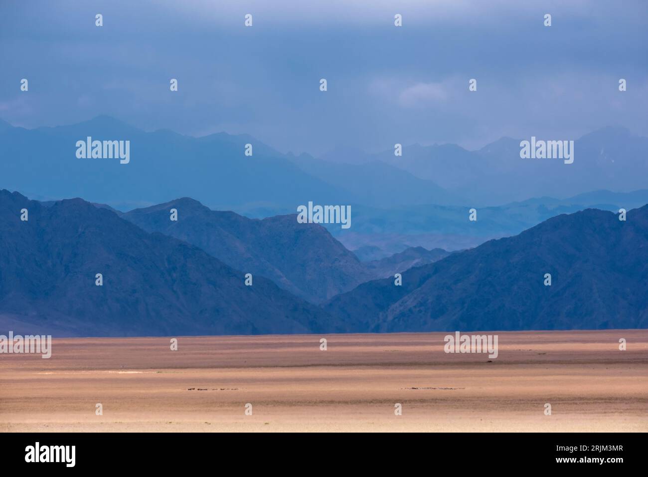 Montagnes rocheuses sur le désert, paysage dans le style du minimalisme. Kazakhstan région d'Almaty, réservoir vide Bartogay en raison de la sécheresse. Banque D'Images