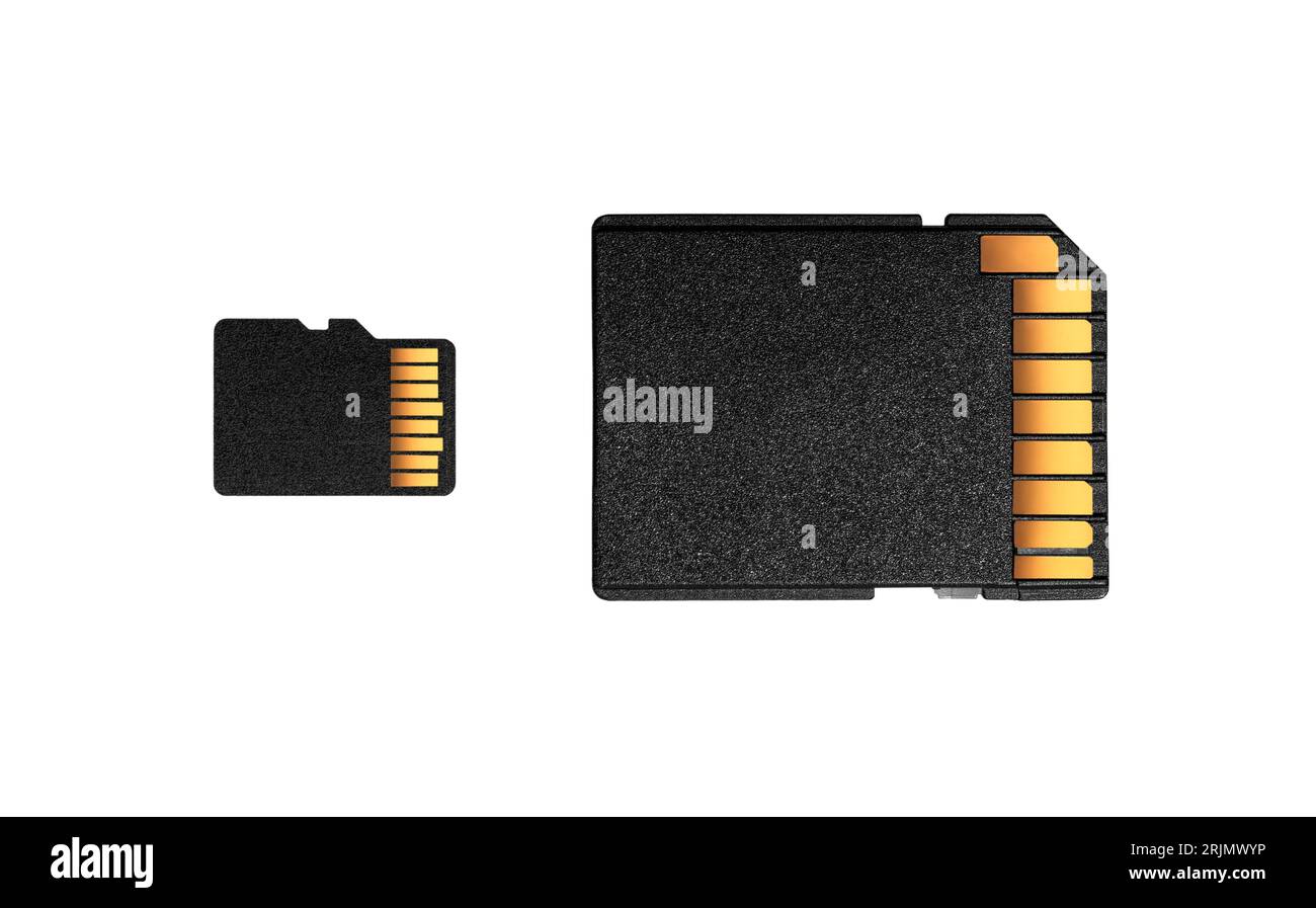 Carte mémoire avec espace copie isolé sur fond blanc. Banque D'Images