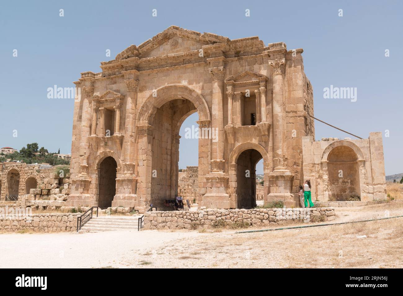 Arc d'Hadrien dans l'ancienne ville gréco-romaine de Gerasa dans l'actuel Jerash, gouvernorat de Jerash, nord de la Jordanie Banque D'Images