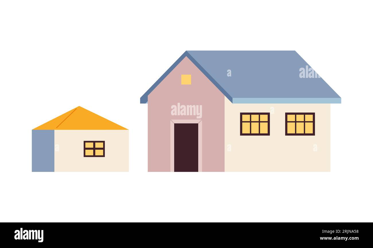 Objet vectoriel couleur semi-plat de petite ville Illustration de Vecteur