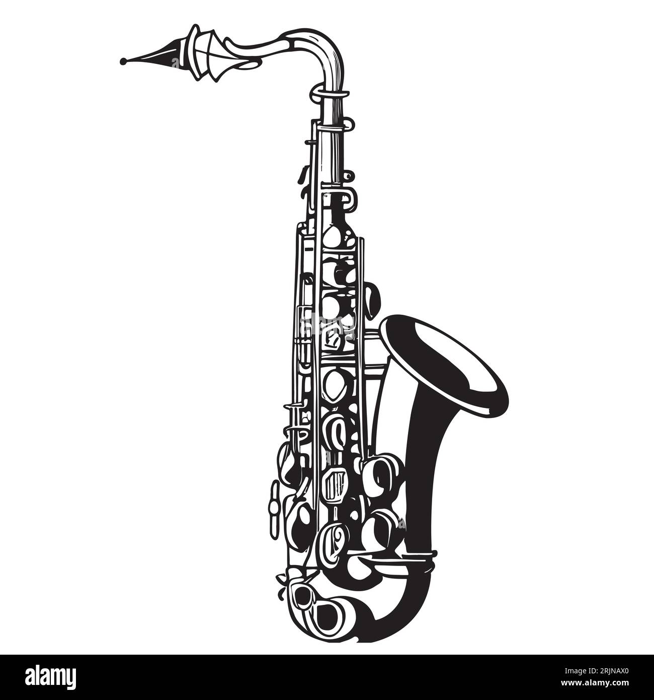 Saxophone musical vintage sketch dessiné à la main dans le style comique Music Vector Illustration de Vecteur