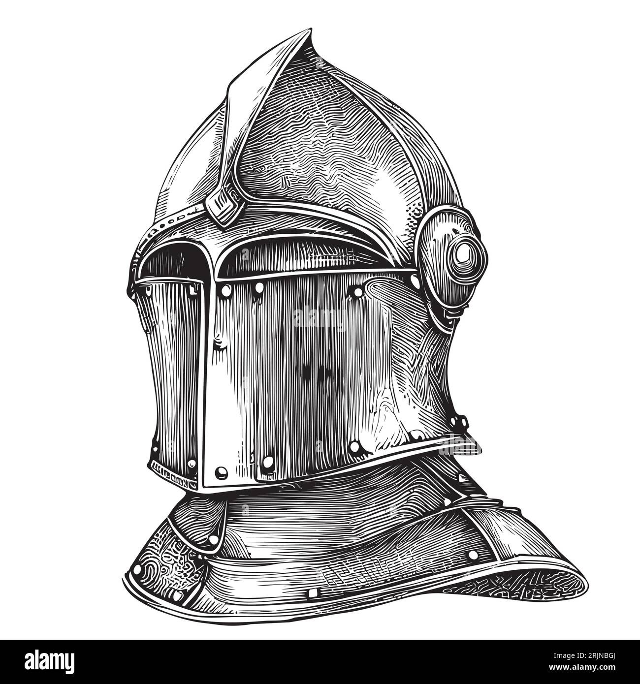Knight casque croquis dessin à la main Vector illustration Moyen âge Illustration de Vecteur