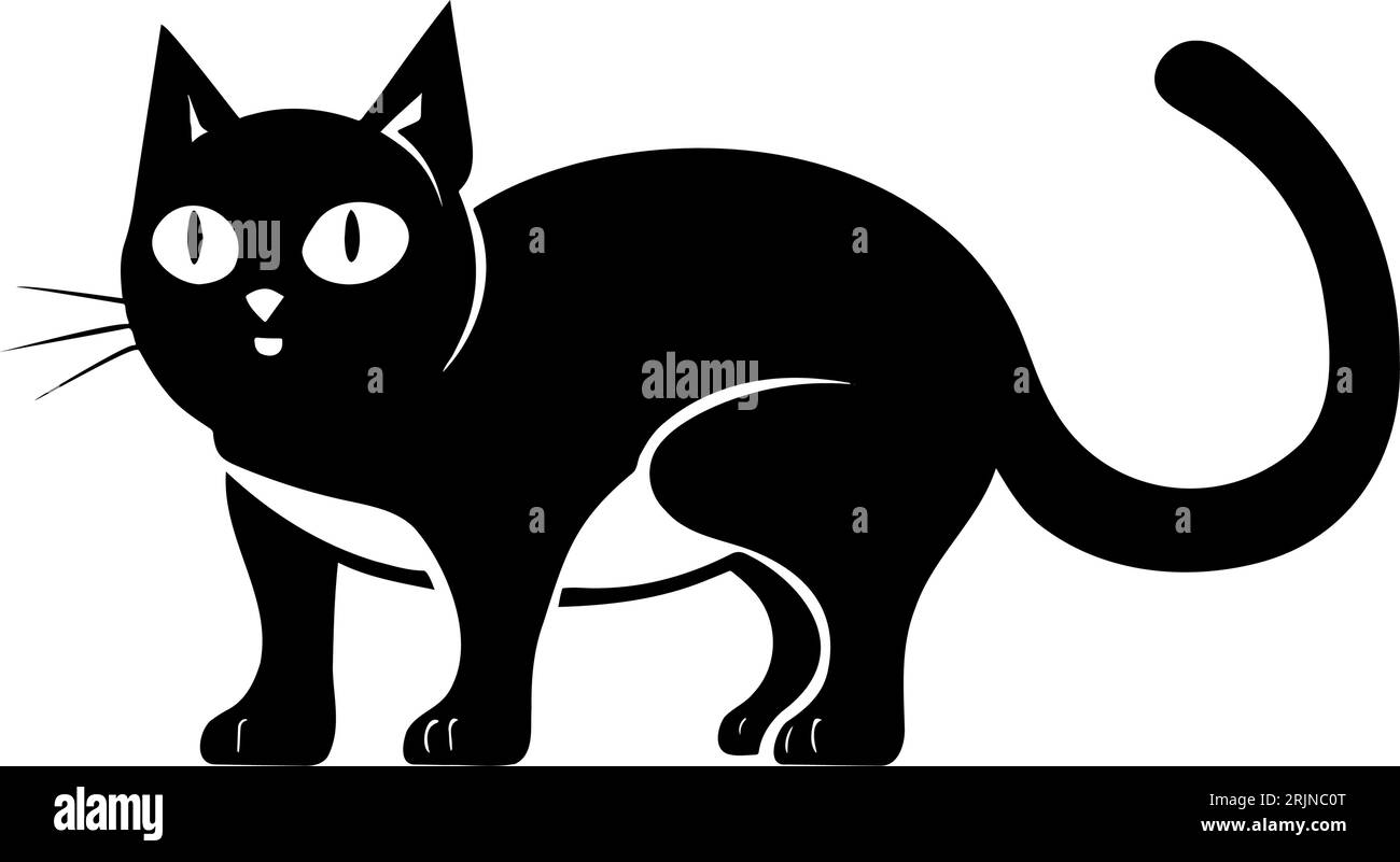 Silhouette de gros chat. Illustration vectorielle de dessin animé Illustration de Vecteur