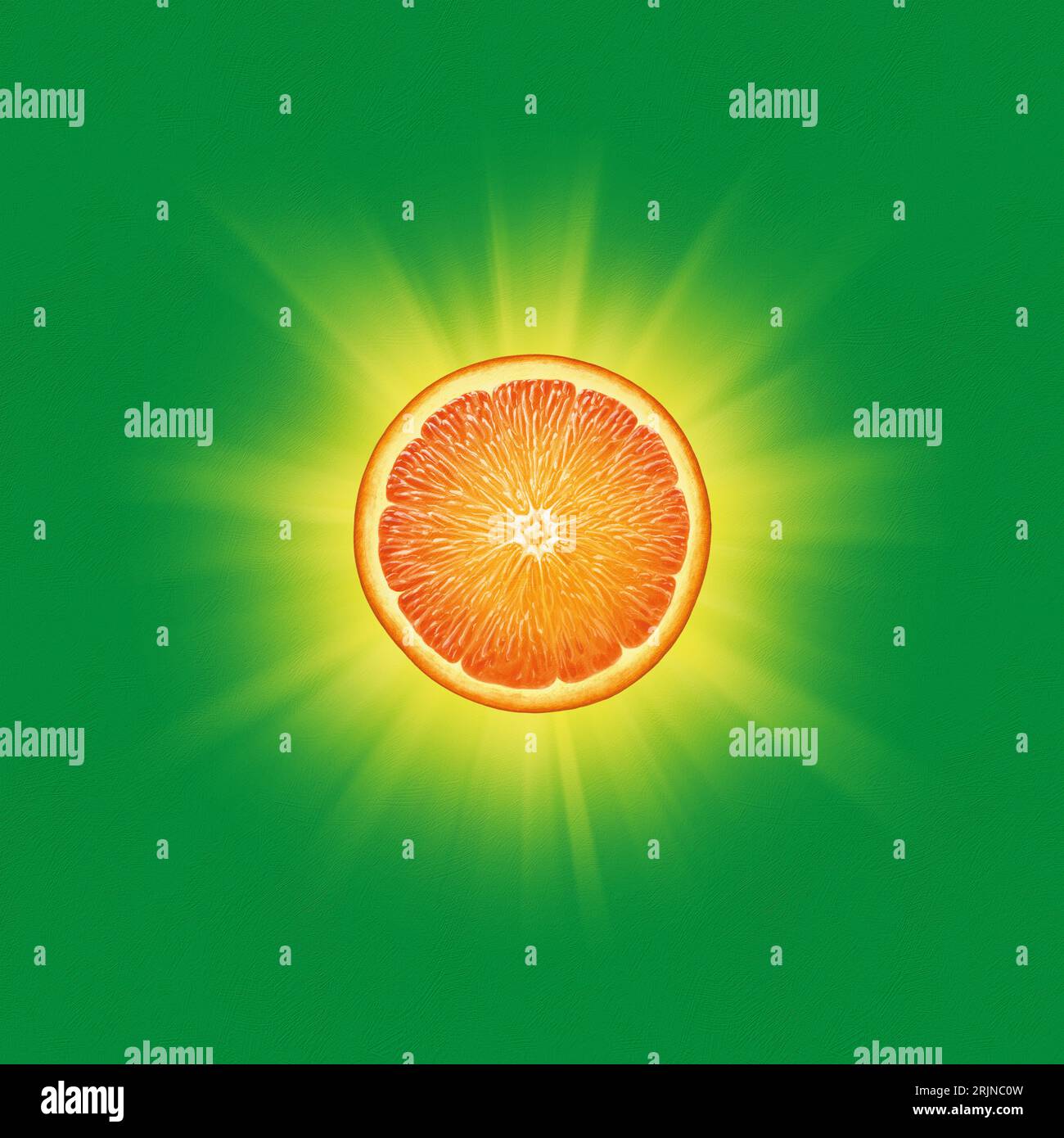 Orange illustré avec rayons de soleil Banque D'Images