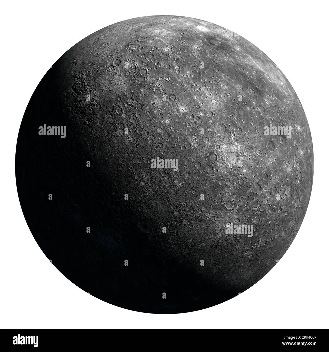 Mercure, plus petite planète du système solaire isolée sur fond blanc Banque D'Images