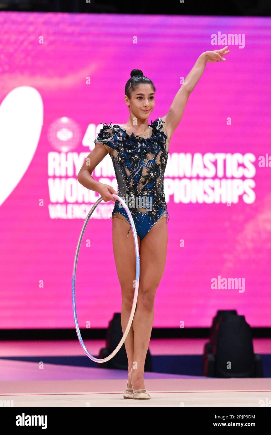 Valencia, Espagne. 23 août 2023. Sofia Raffaelli (ITA) Hoop pendant gymnastique rythmique - Championnats du monde - individuels, gymnastique à Valence, Espagne, août 23 2023 crédit : Agence photo indépendante/Alamy Live News Banque D'Images