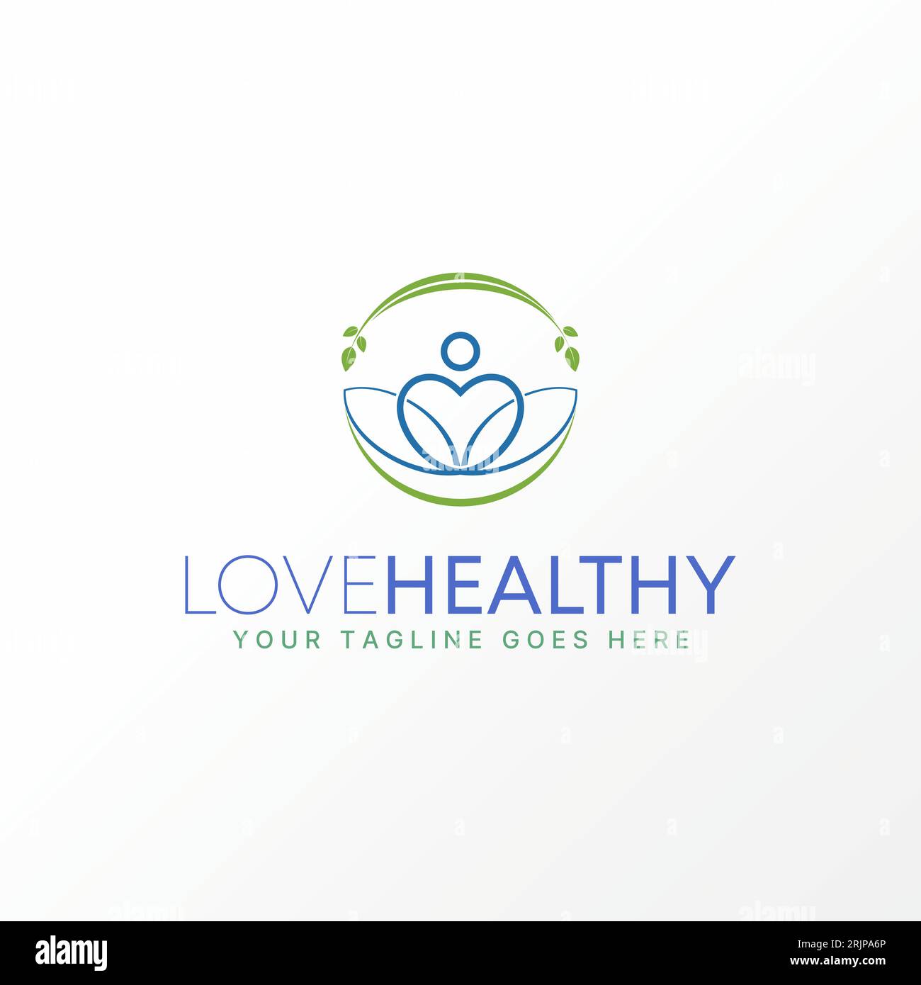 Logo design concept graphique créatif abstrait premium vecteur stock signe silhouette amour, feuilles et lotus. Lié au yoga de méditation de soins sains Illustration de Vecteur