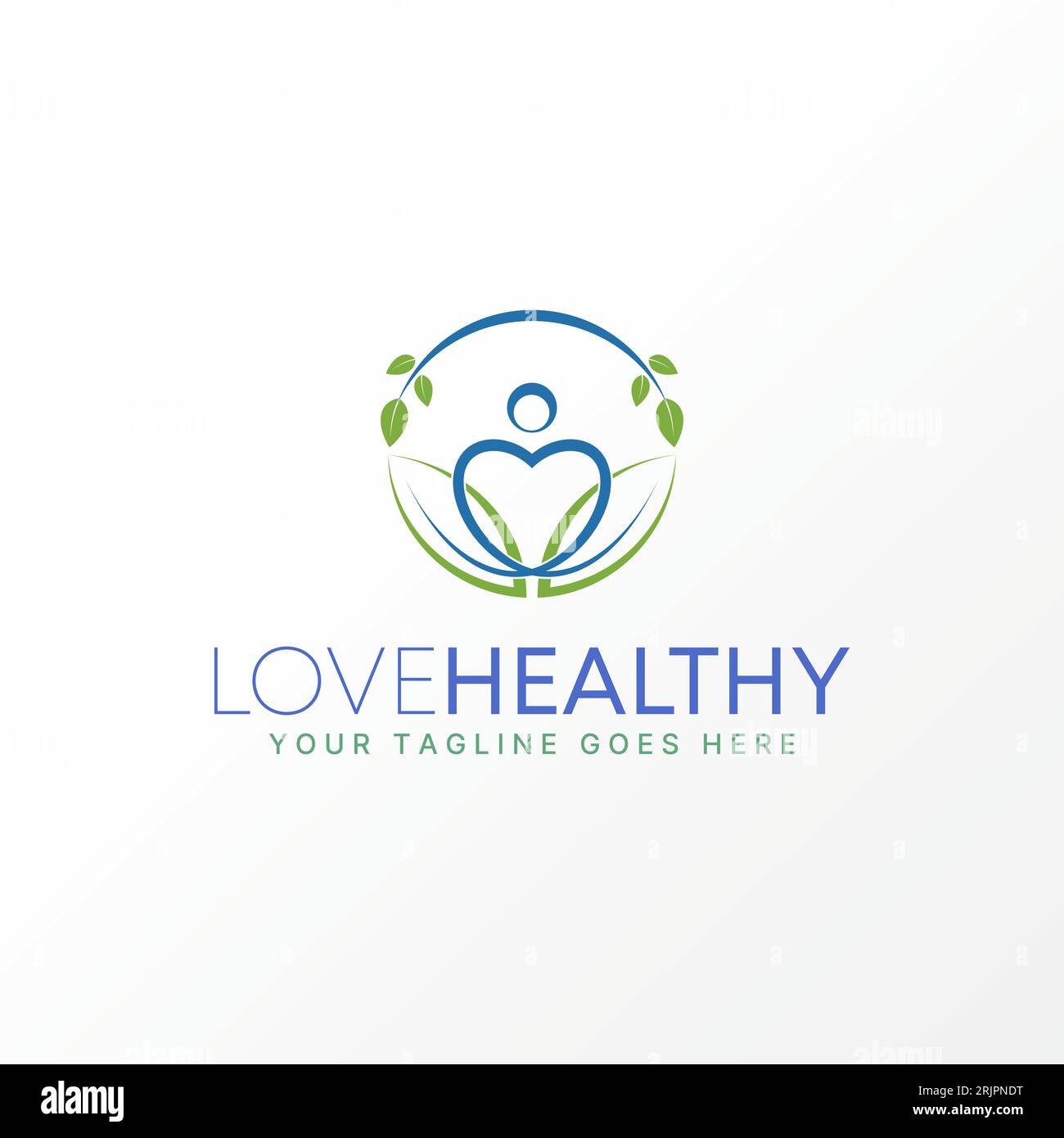 Logo design concept graphique créatif abstrait premium vecteur stock signe silhouette amour, lotus et feuilles. Lié au yoga de méditation de soins sains Illustration de Vecteur