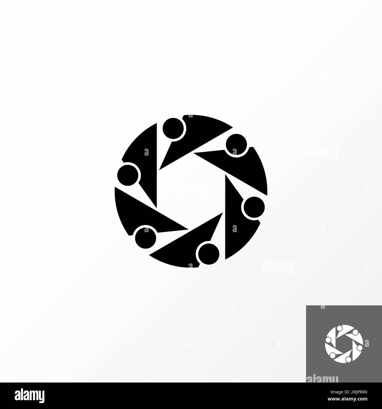 Logo design graphique concept créatif abstrait premium vector stock sign 6 épaule heureuse silhouette sur poignée circulaire. Lié aux soins communautaires actifs Illustration de Vecteur