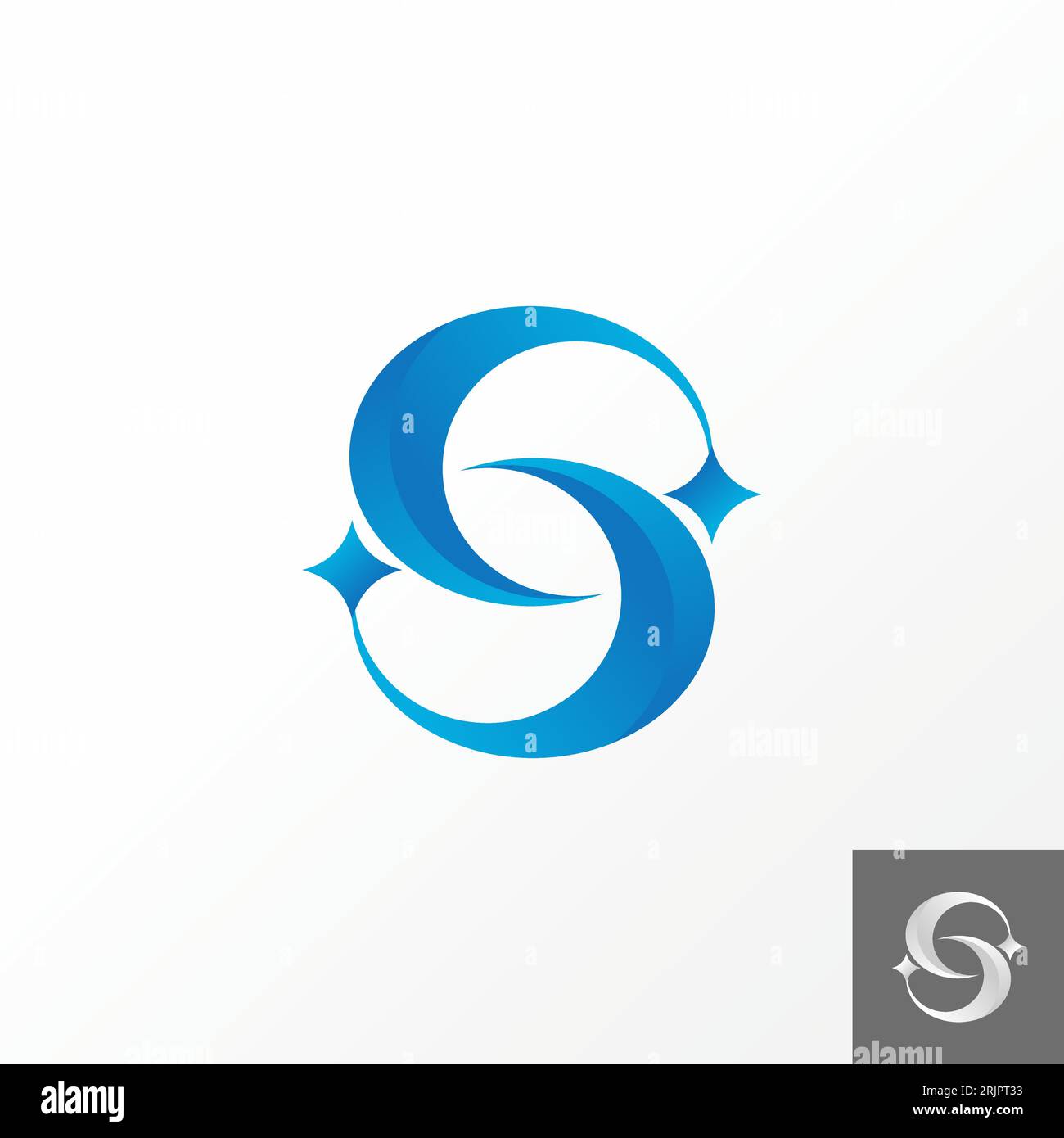 Logo design concept graphique créatif abstrait premium vecteur stock signe lettre CC ou S font comme croissant avec étoile. Lié à la magie initiale de monogramme Illustration de Vecteur