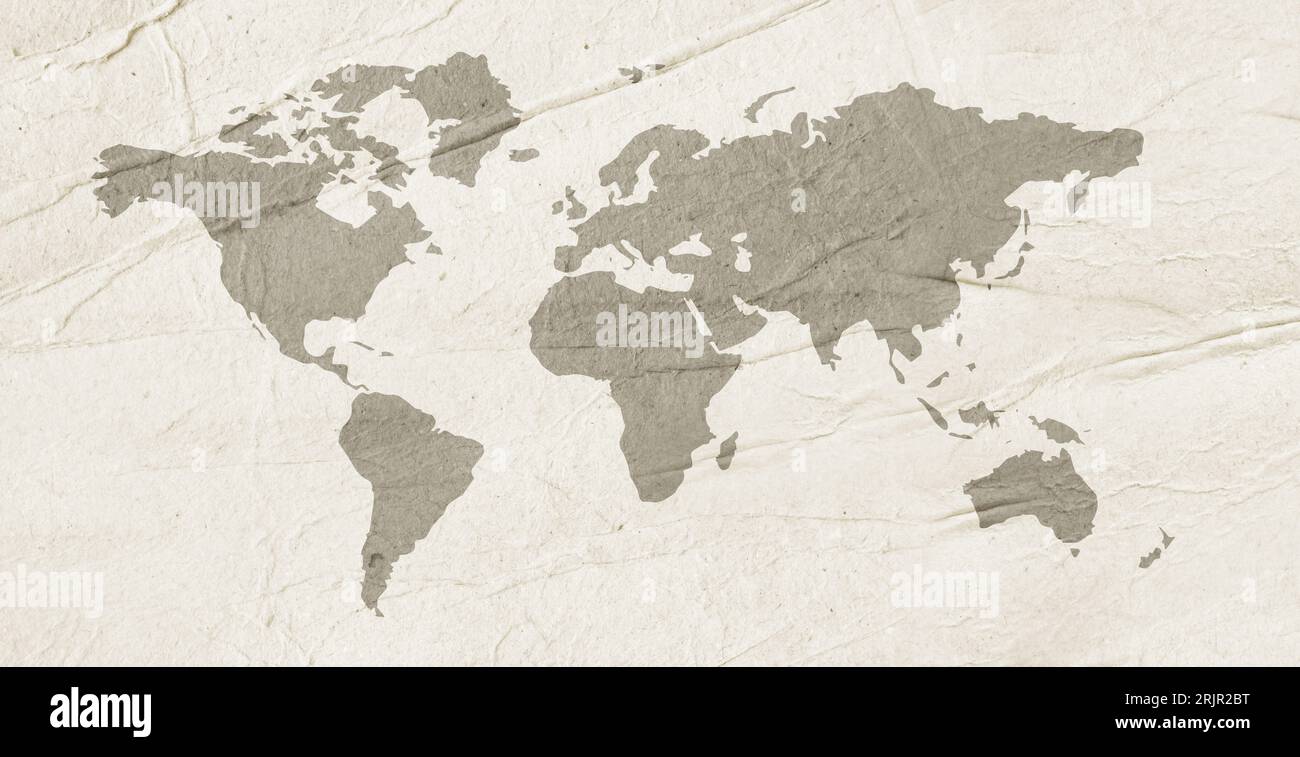 Carte du monde sur fond papier Banque D'Images