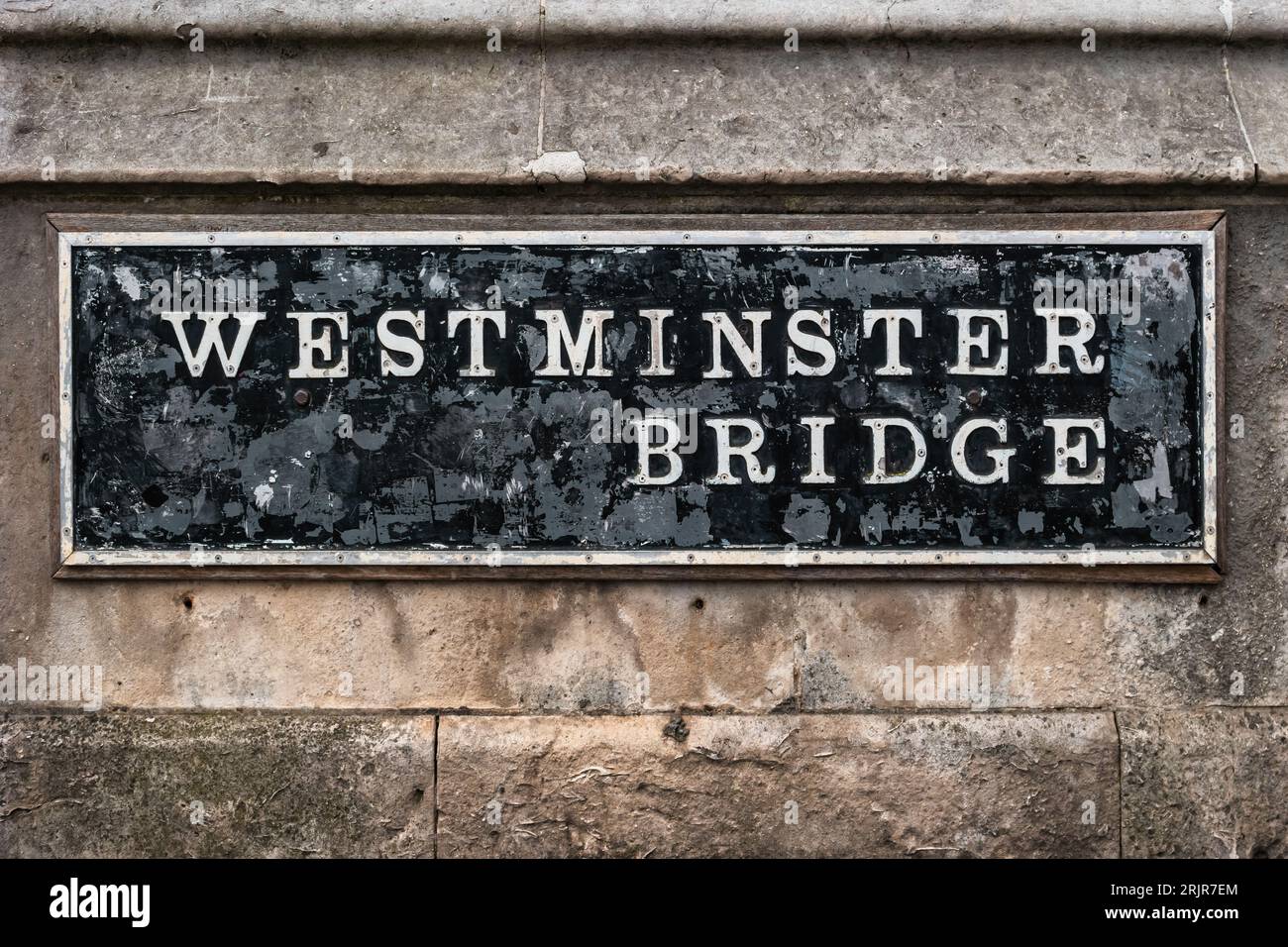 Westminster Bridge signe à Londres Angleterre Royaume-Uni Banque D'Images