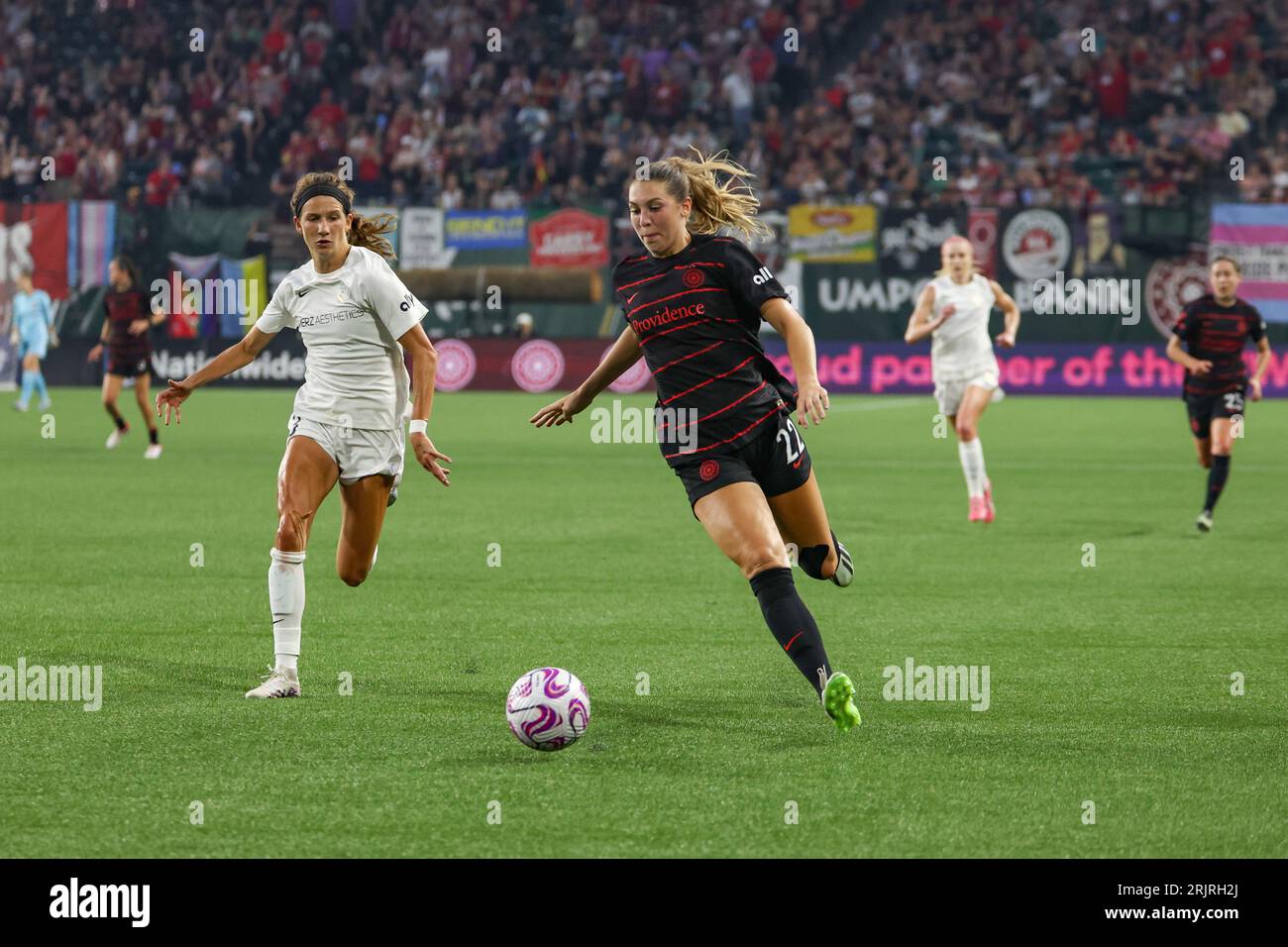 20 août 2023 ; Portland, Oregon, États-Unis; North Carolina courage au Portland Thorns FC dans un match NWSL à Providence Park. (crédit photo : Al Sermeno/KLC Banque D'Images