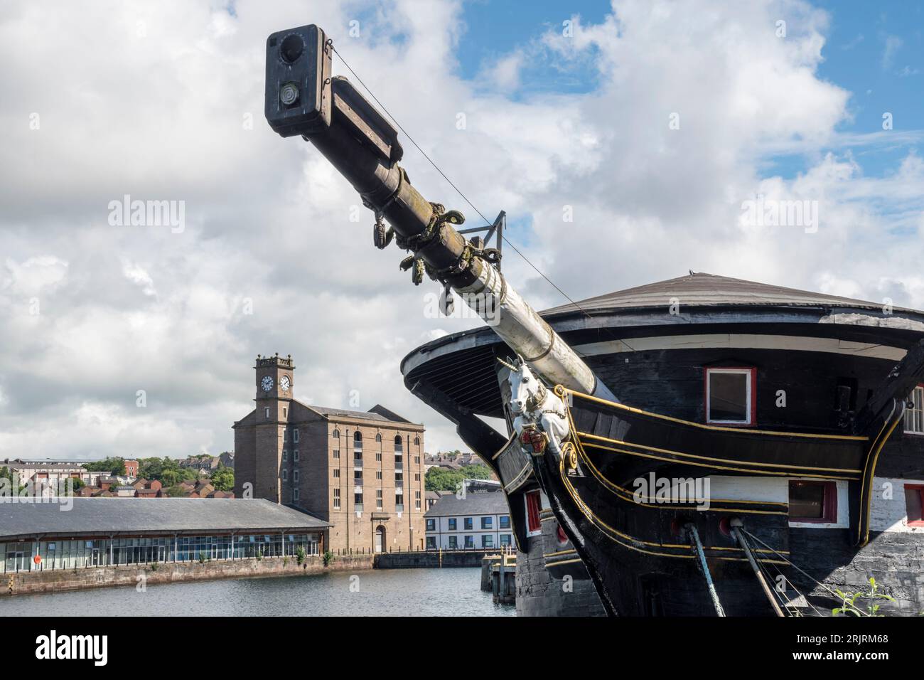 HMS Unicorn dans l'ancien Victoria Dock, Dundee. Banque D'Images