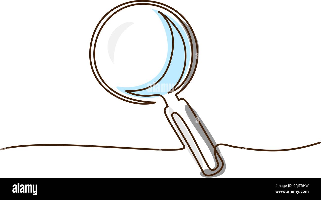 Loupe. Dessin continu d'une ligne. Illustration de Vecteur