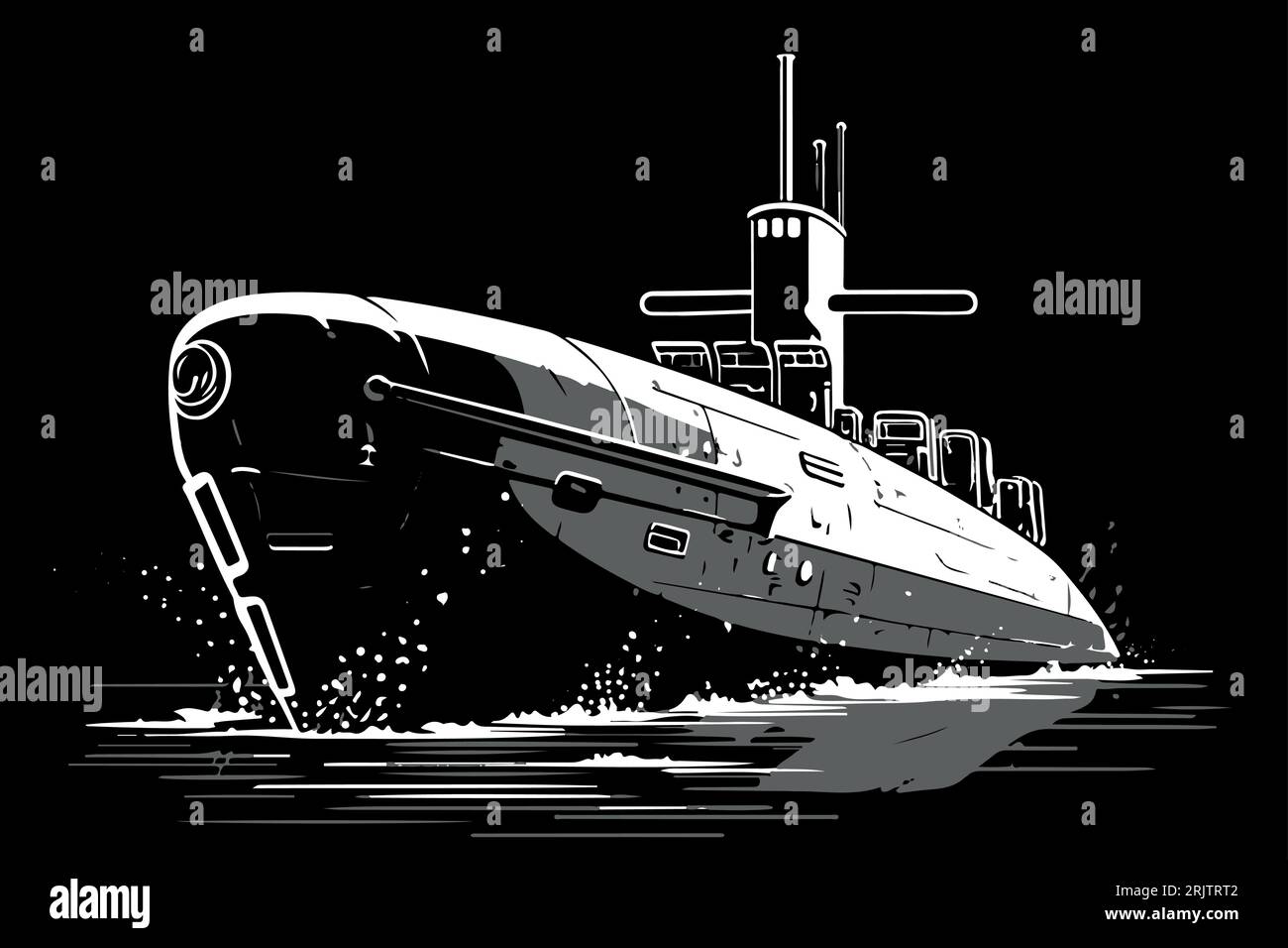 Sous-marin en mer. Illustration de Vecteur