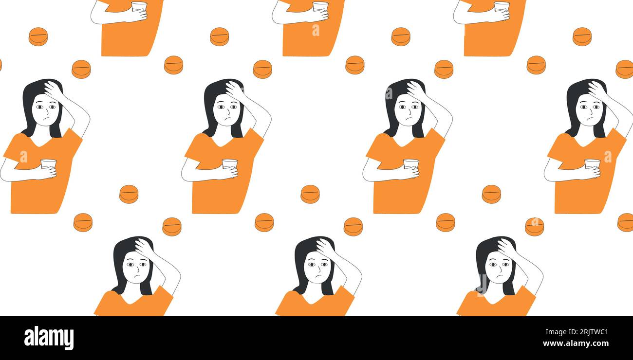 modèle sans couture de pilules médicales et de femme Illustration de Vecteur