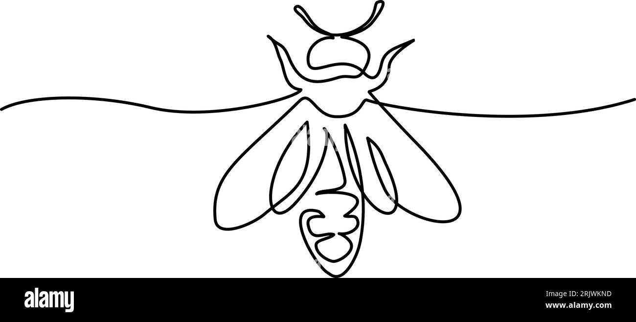 Logo abeille pour ferme. Dessin au trait continu unique Illustration de Vecteur