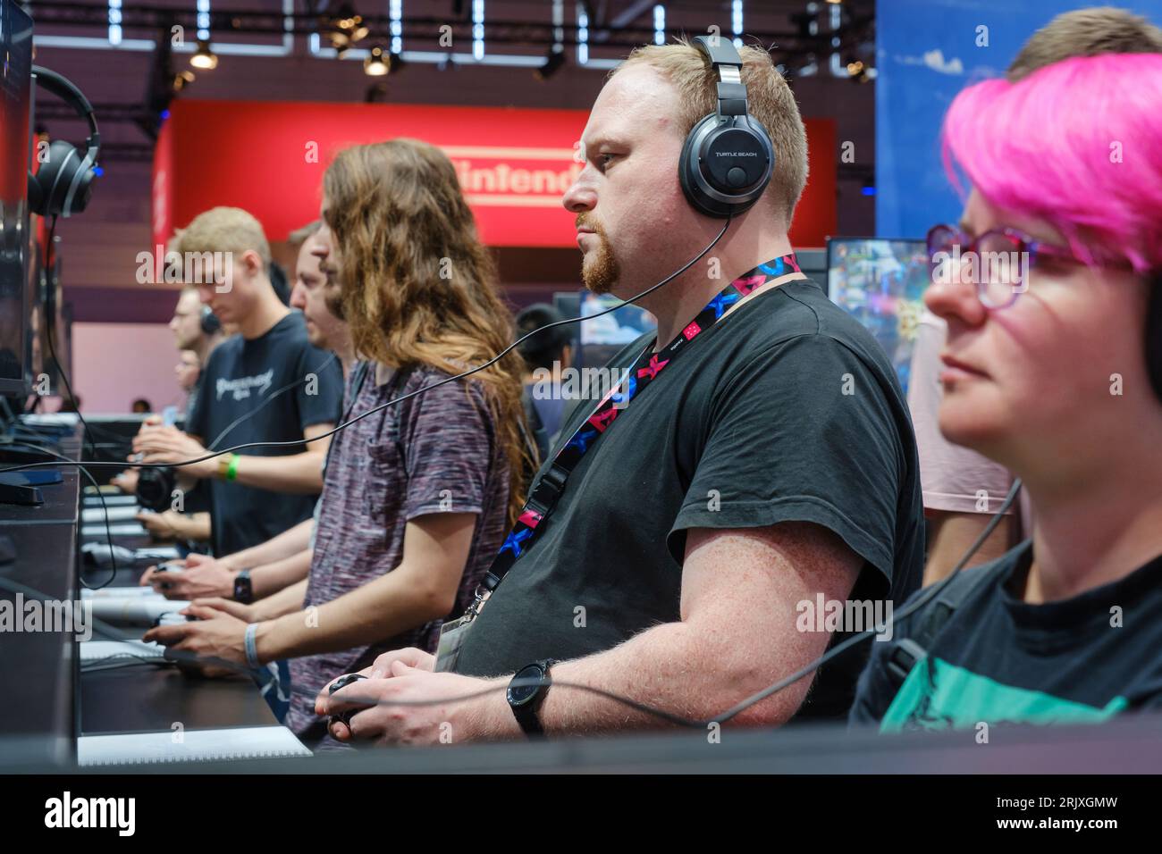 Journée d'ouverture de la gamescom, le plus grand salon mondial des jeux vidéo et informatiques à Cologne du 23 au 27.08.2023. Stand Nintendo Banque D'Images