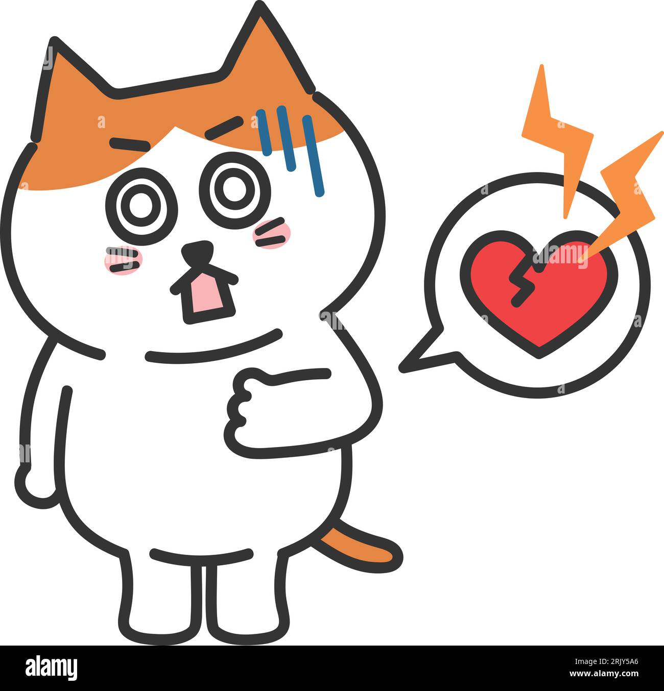 Chat de dessin animé orange tabby ayant une crise cardiaque ...