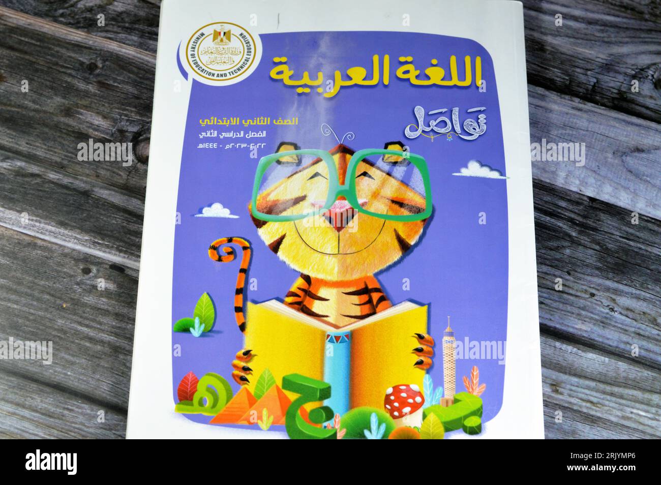 Le Caire, Egypte, août 18 2023 : Tawasol pour la langue arabe, Livres éducatifs utilisés par les écoliers égyptiens, apprentissage, enseignement, livres éducatifs c Banque D'Images