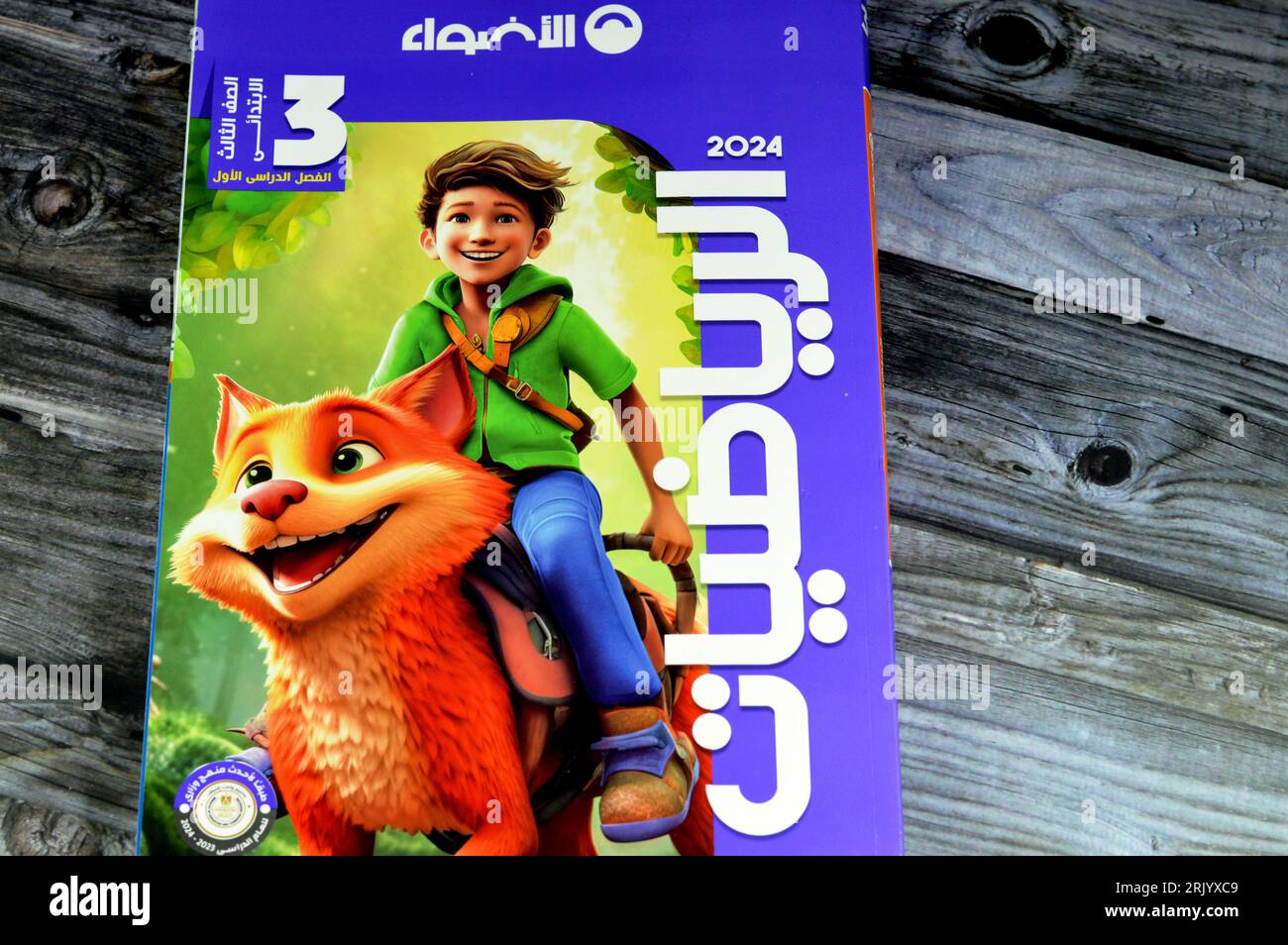 Le Caire, Egypte, août 18 2023 : école primaire mathématiques El Adwaa Lights livre, Livres éducatifs utilisés par les écoliers égyptiens, apprentissage, enseignement Banque D'Images