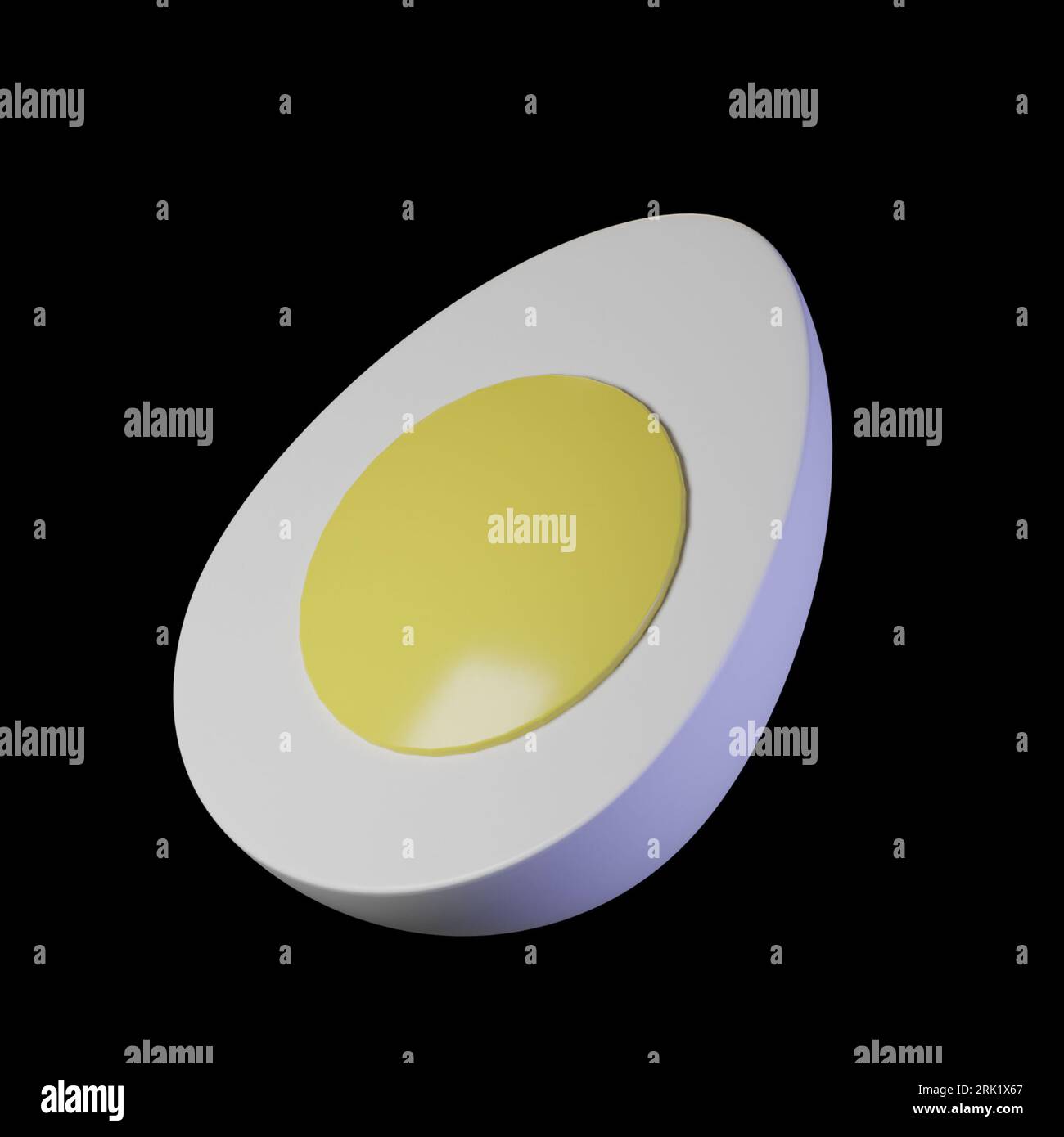 3d icône tranche oeuf bouilli sur fond noir Banque D'Images