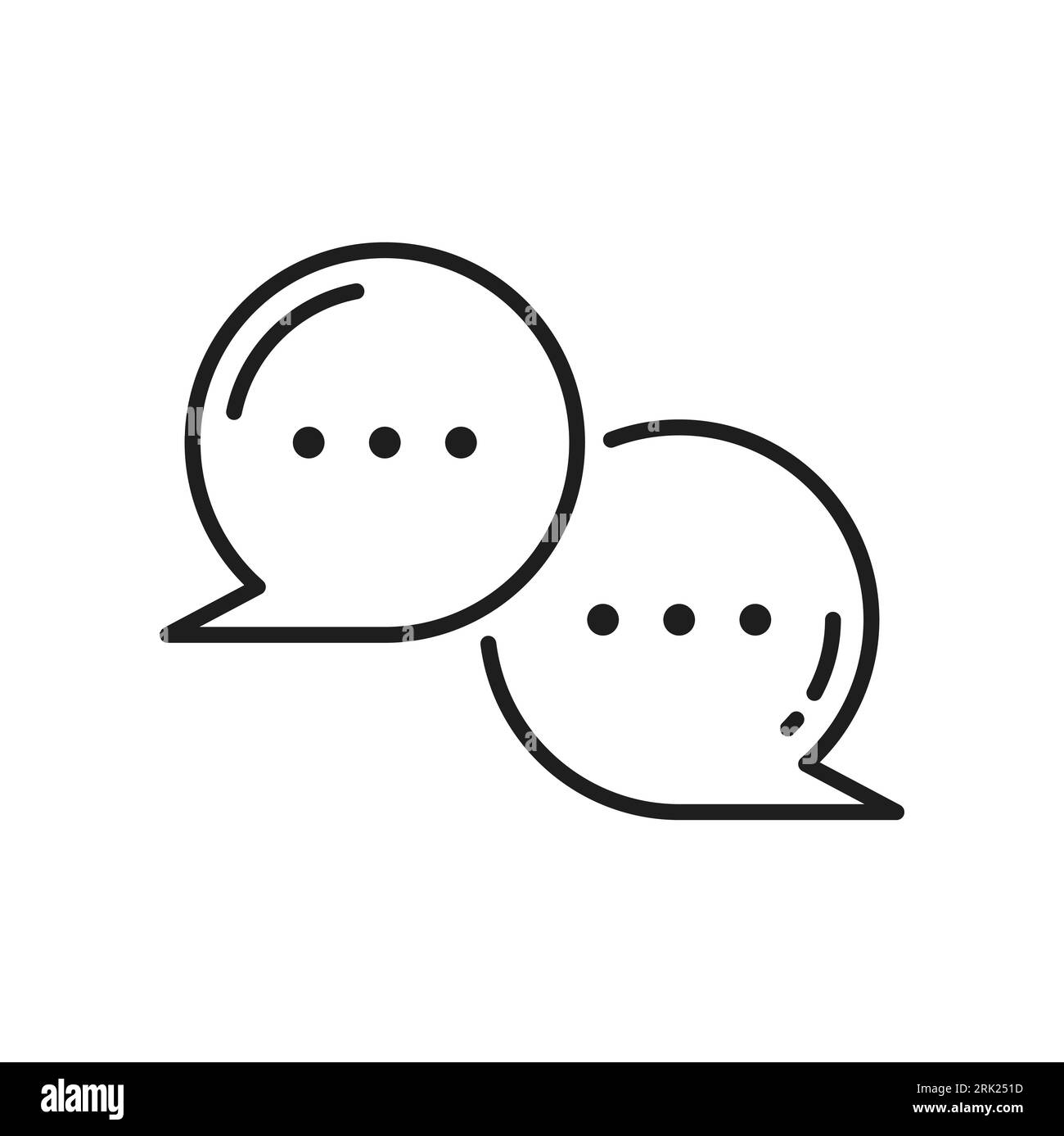 Icône de contour isolé de la bulle de dialogue de conversation. Boîte de mémo d'information de message vectoriel, pensée de ligne mince de communication ou dire doodle chat Illustration de Vecteur