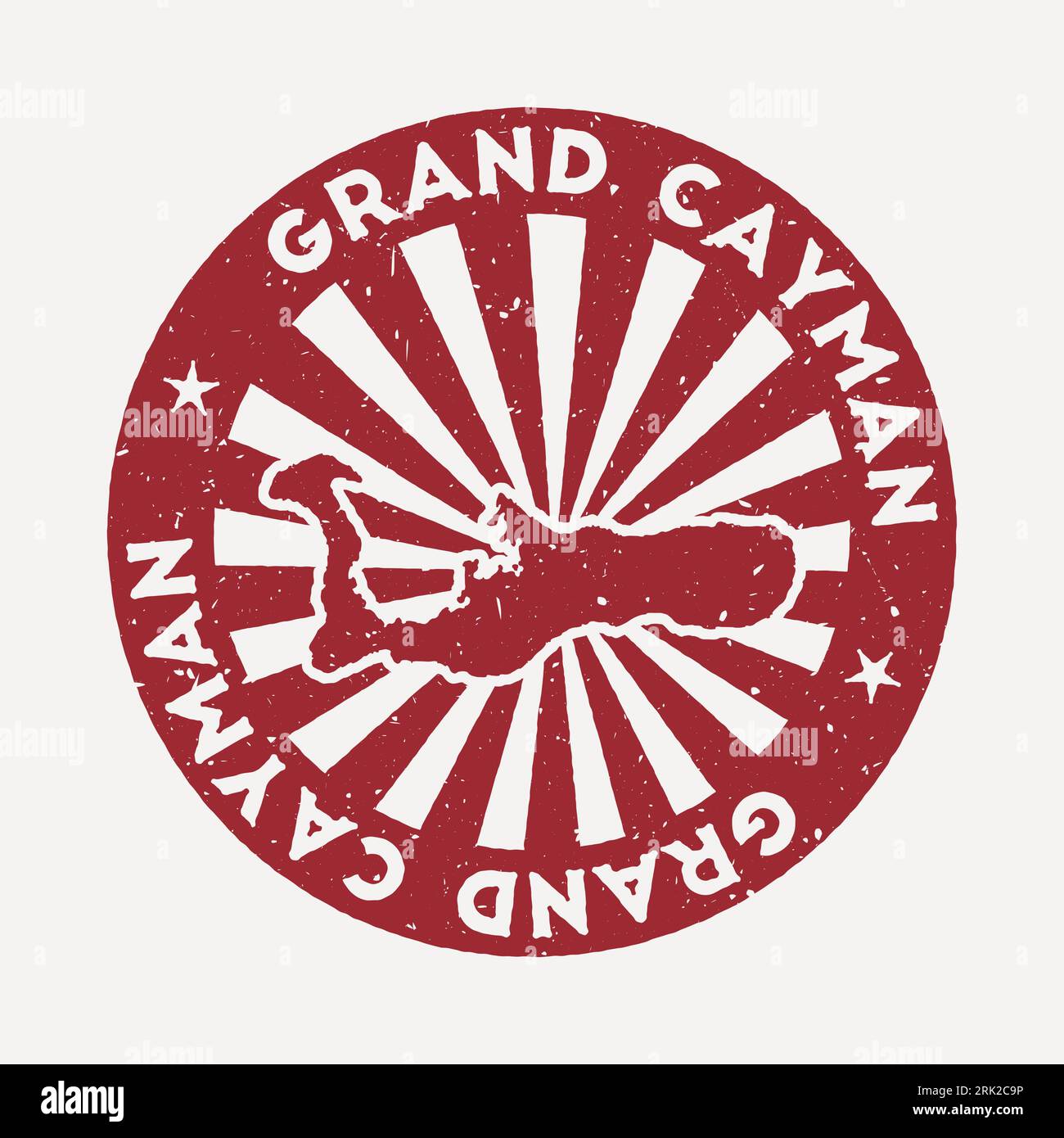 Timbre du Grand Cayman. Voyage timbre en caoutchouc rouge avec la carte de l'île, illustration vectorielle. Peut être utilisé comme insigne, logotype, étiquette, autocollant ou badge de Illustration de Vecteur