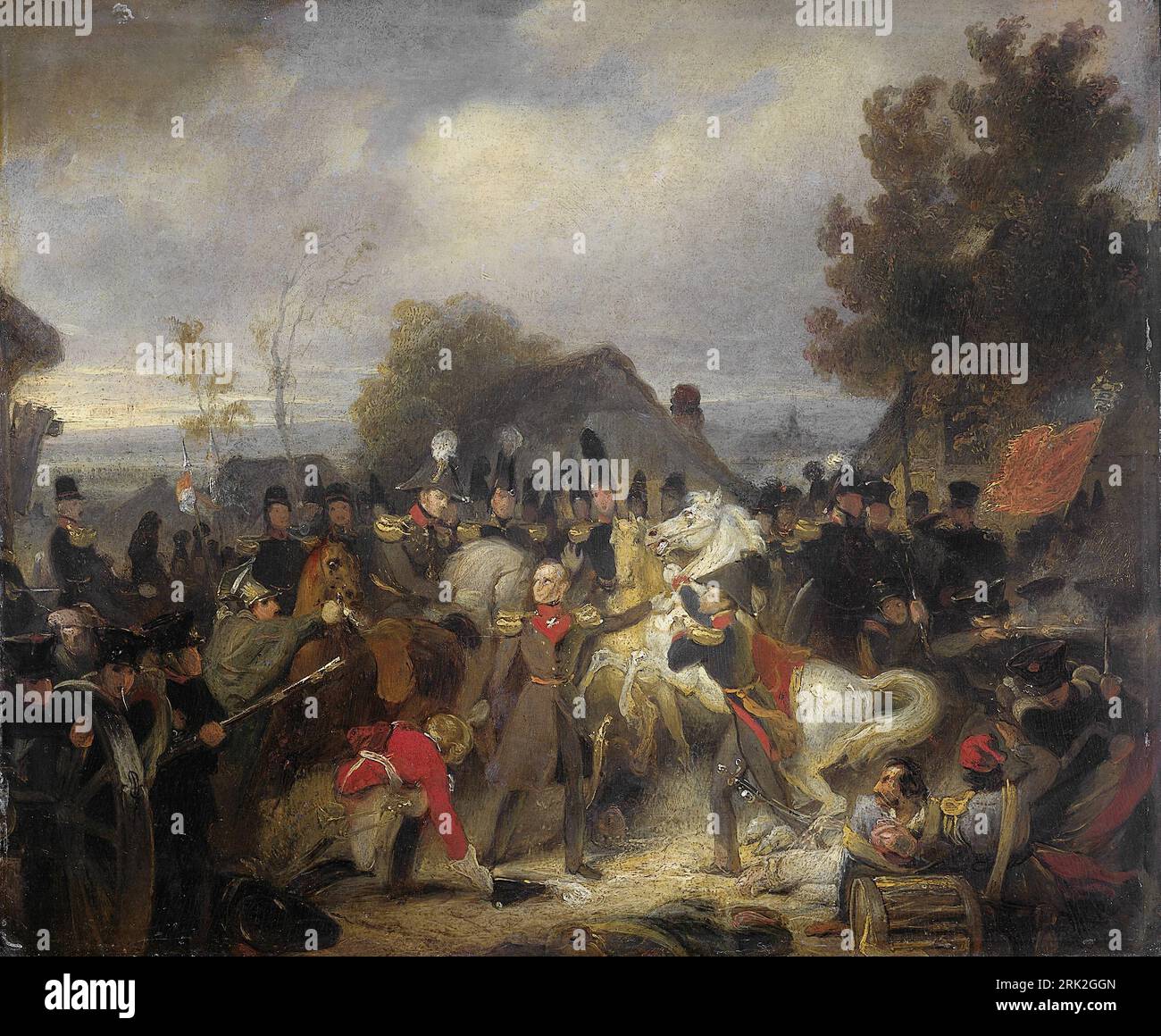 Le prince d'Orange changeant son cheval blessé lors de l'engagement à Boutersem entre 1837 et 1839 par Cornelis Kruseman Banque D'Images