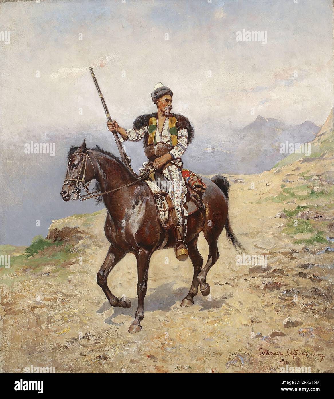Cavalier oriental 1911 par Tadeusz Ajdukiewicz Banque D'Images