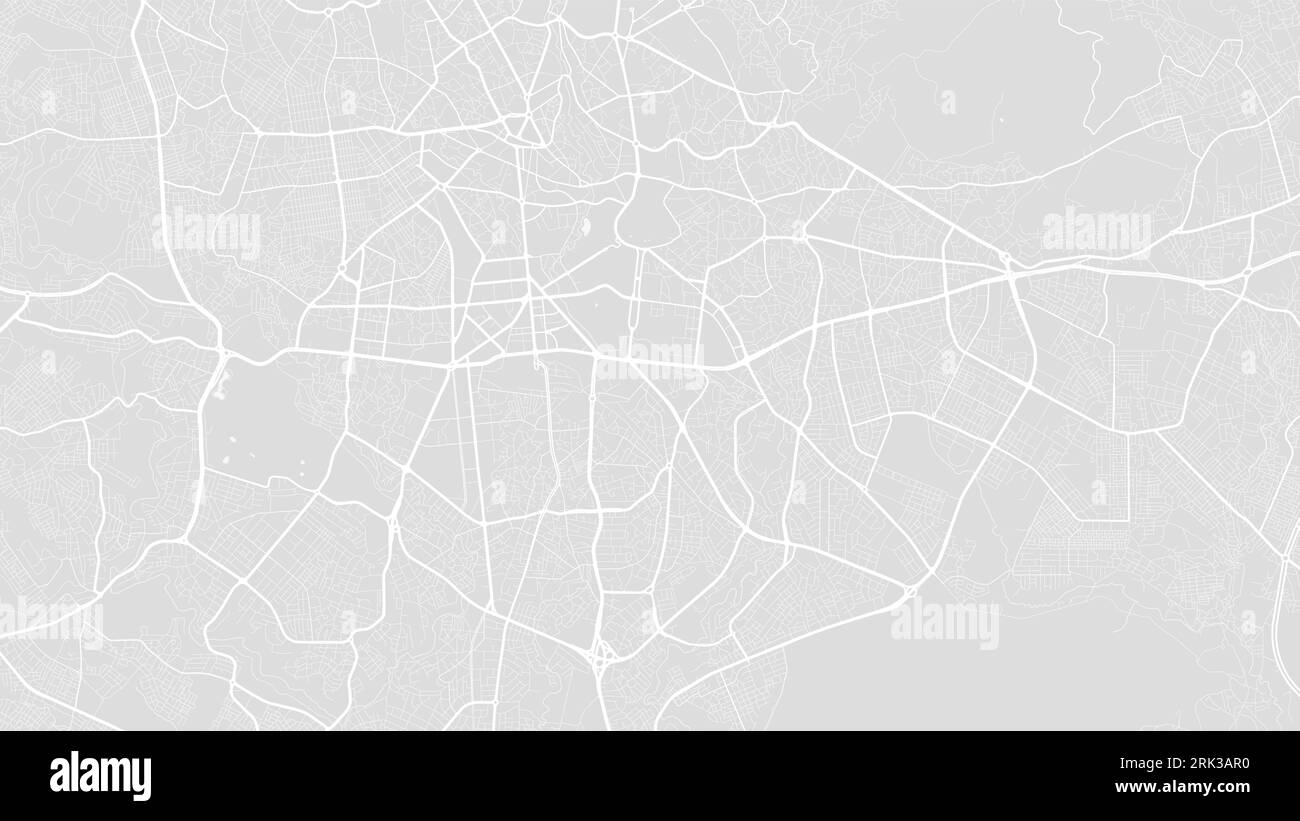 Fond carte d'Addis Abeba, Ethiopie, affiche de la ville blanche et gris clair. Carte vectorielle avec routes et eau. Format écran large, design plat numérique ro Illustration de Vecteur