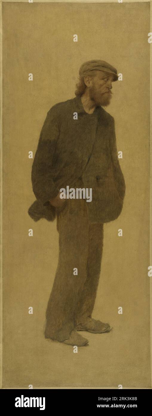 La bouchée de pain : homme de trois-quarts coiffé d'une casquette, mains dans les poches circa 1904 par Fernand Pelez Banque D'Images