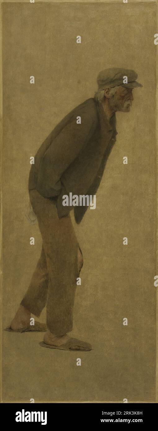 La bouchée de pain : homme courbé en avant, mains dans les poches circa 1904 par Fernand Pelez Banque D'Images