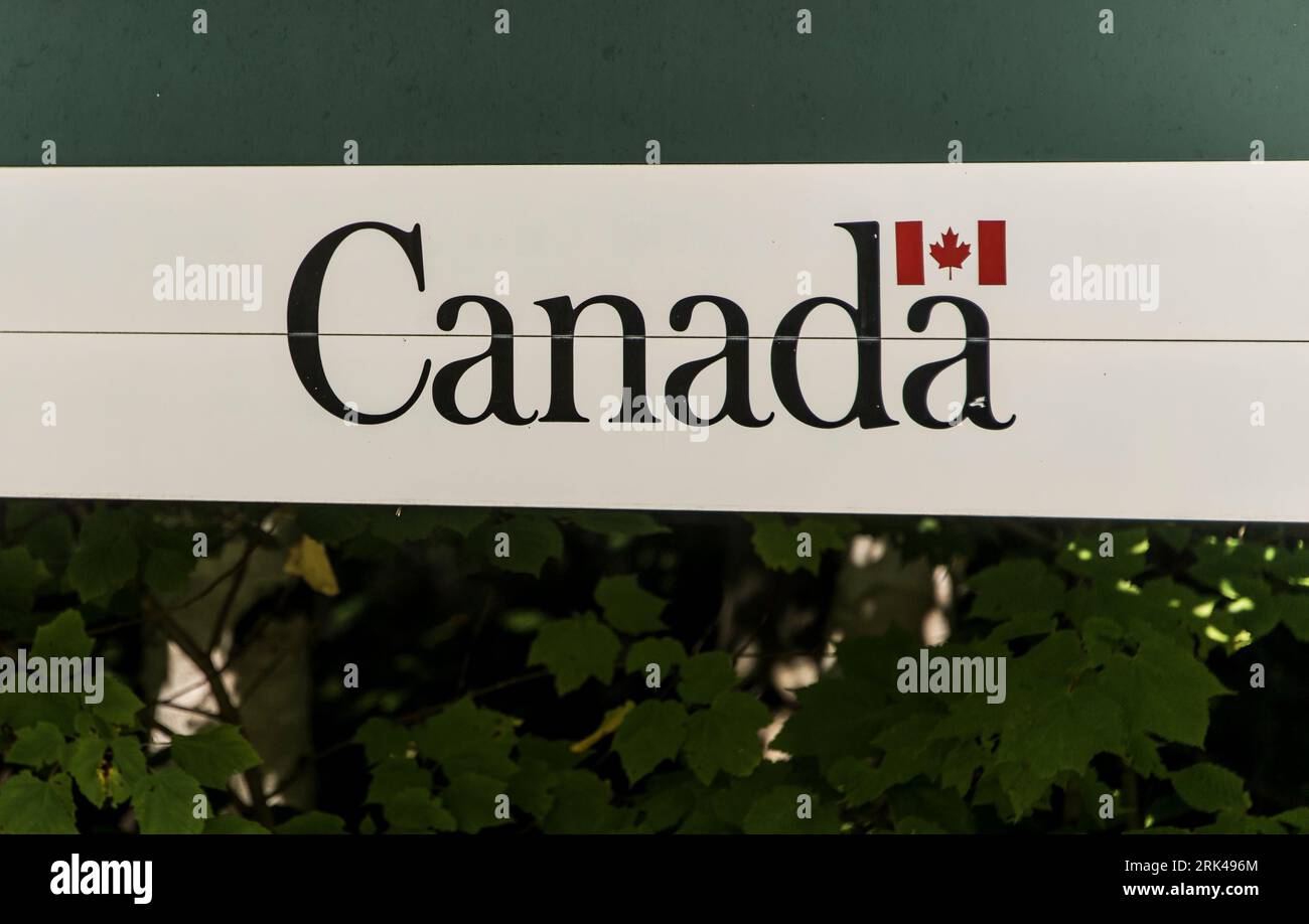 Entrée Inscrivez-vous dans le parc national de la Mauricie Québec, Canada par une belle journée. Banque D'Images