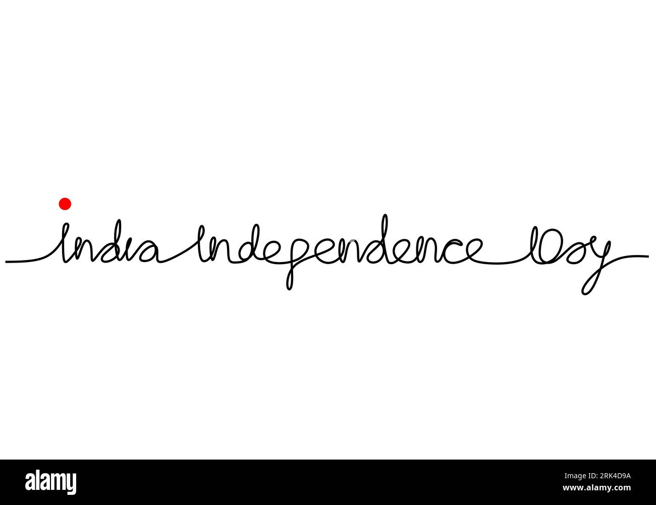 Une seule ligne continue dessinée à la main de la lettre de mot du jour de l'indépendance de l'inde isolée sur fond blanc. Illustration de Vecteur