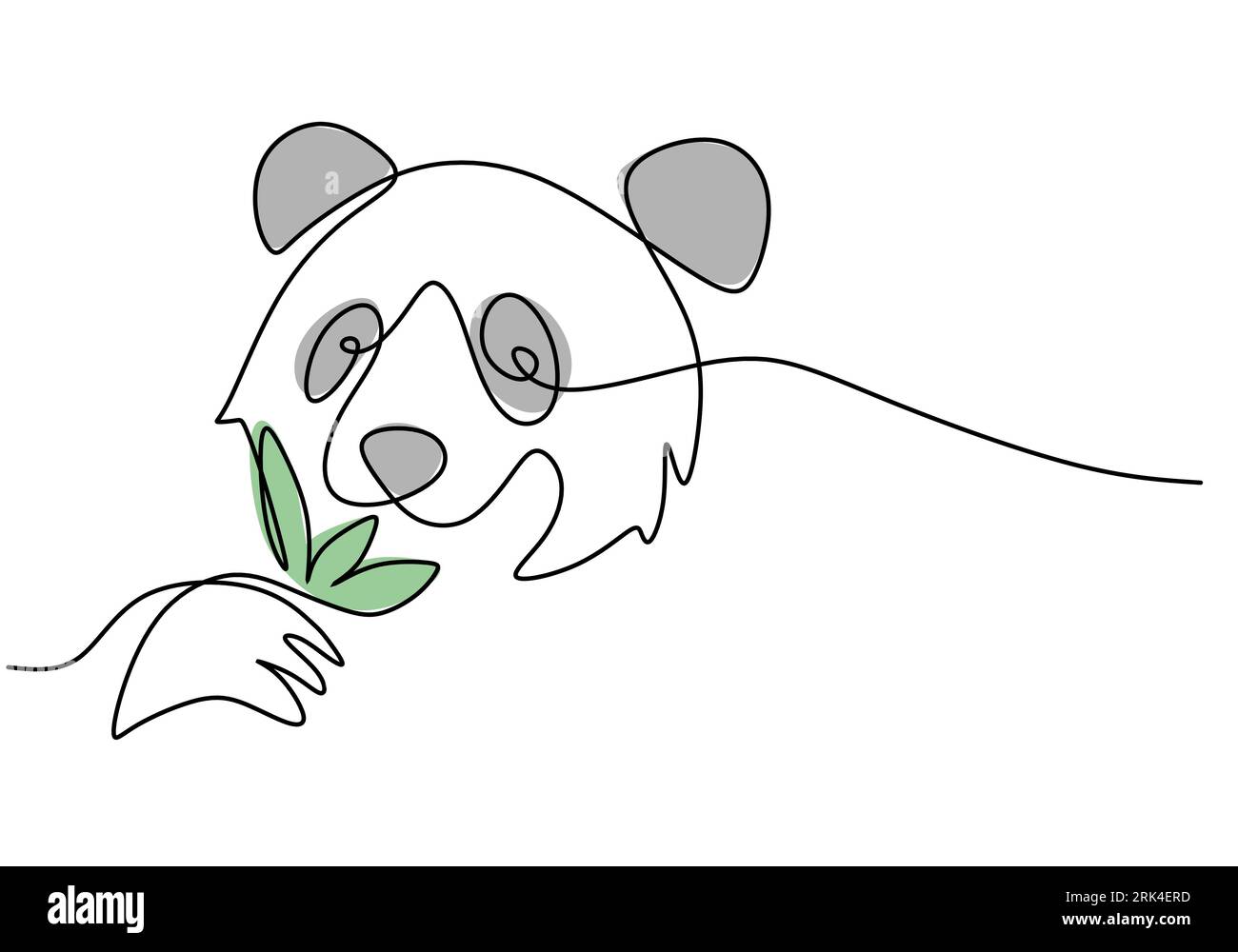 Une seule ligne continue de la journée internationale du panda rouge avec bambou isolé sur fond blanc. Illustration de Vecteur