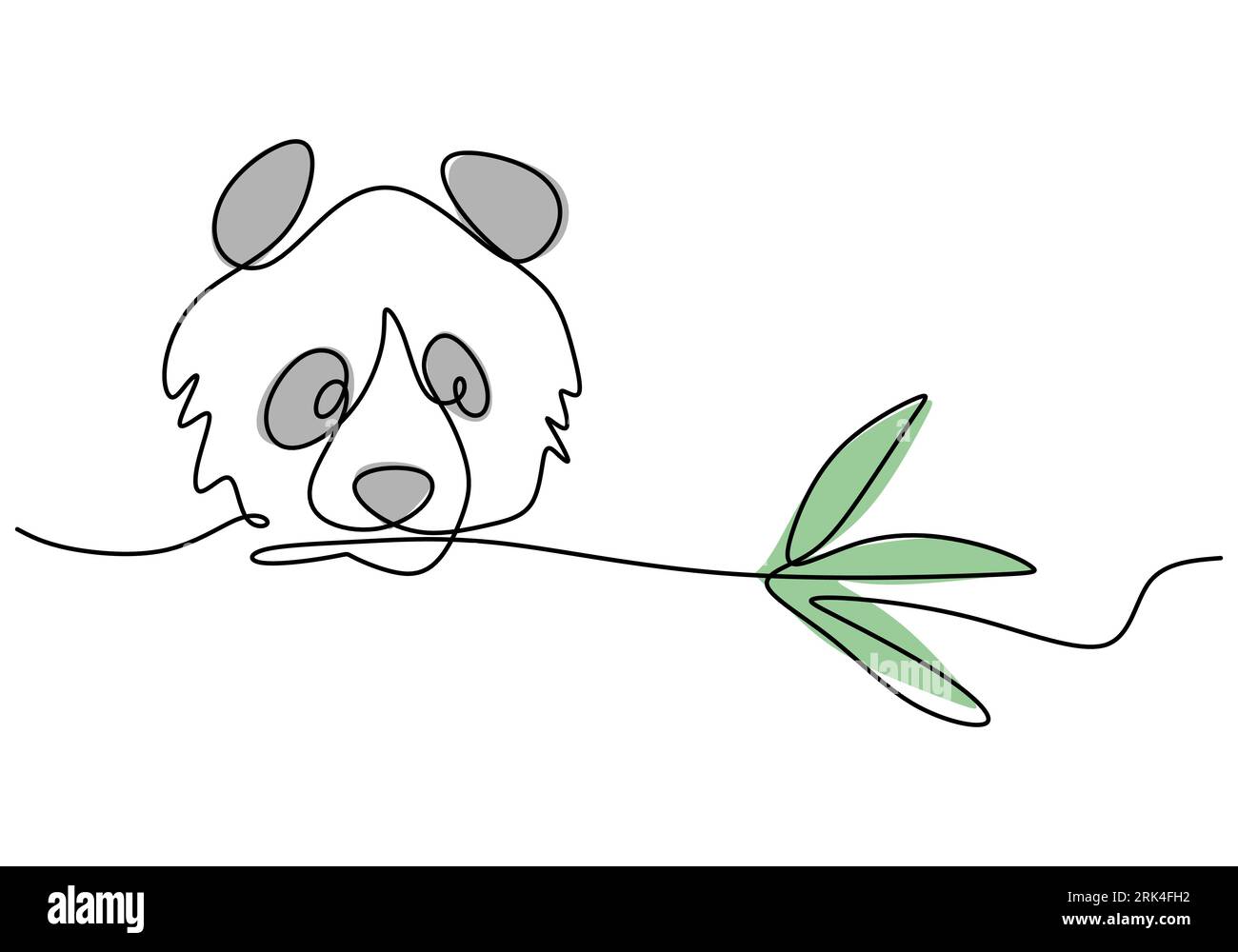 Une seule ligne continue de la journée internationale du panda rouge avec bambou isolé sur fond blanc. Illustration de Vecteur