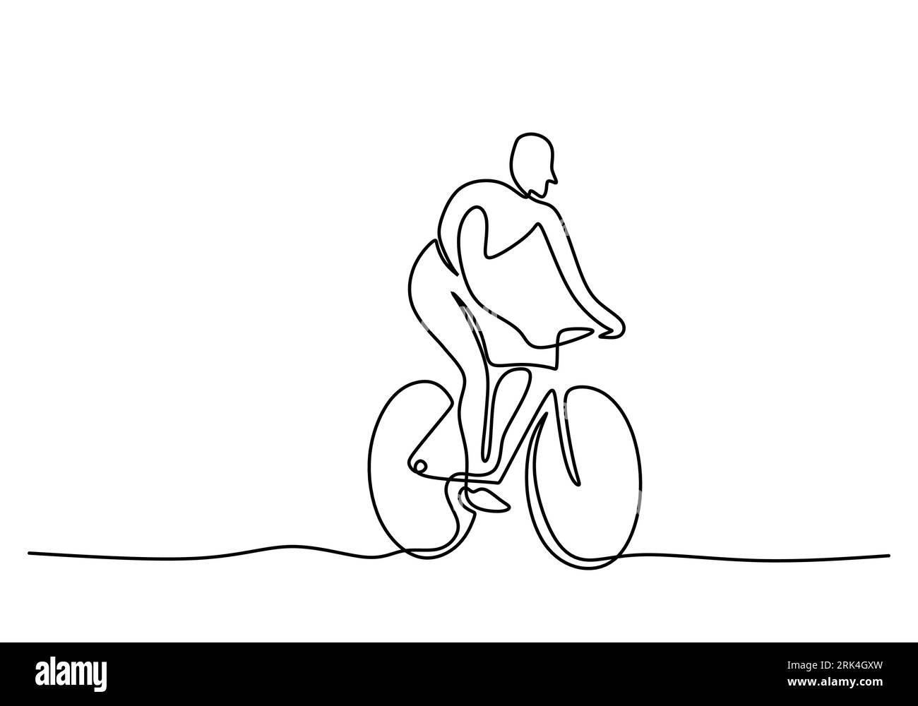 Une seule ligne continue de la journée sans voiture du monde avec le vélo de tour d'homme. Illustration de Vecteur