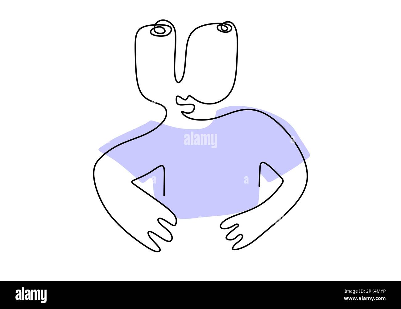 Une ligne de primordial isolé sur fond blanc. Dessin à la main d'une seule ligne continue. Illustration de Vecteur